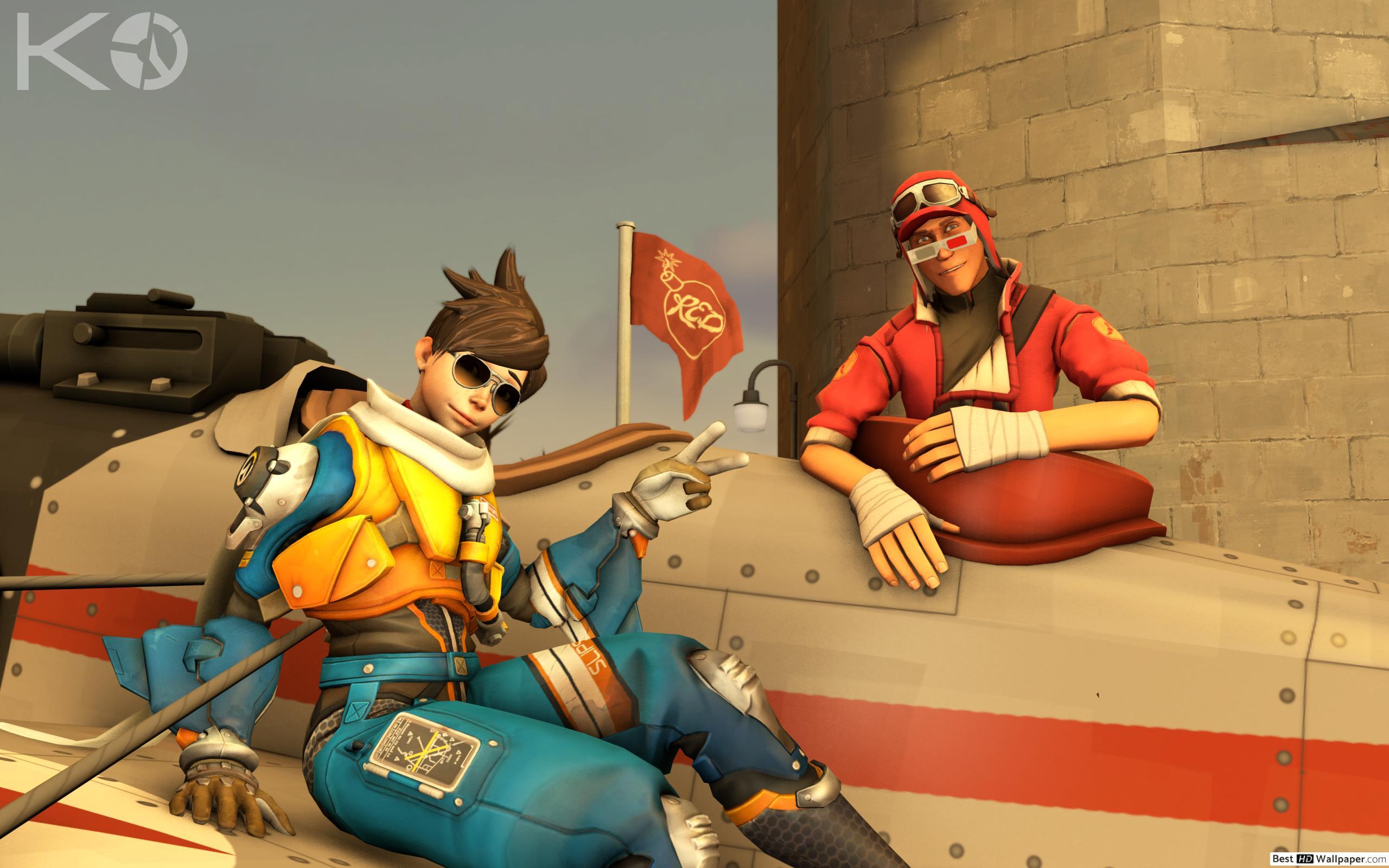 Scout and Tracer Crossover HD wallpaper download