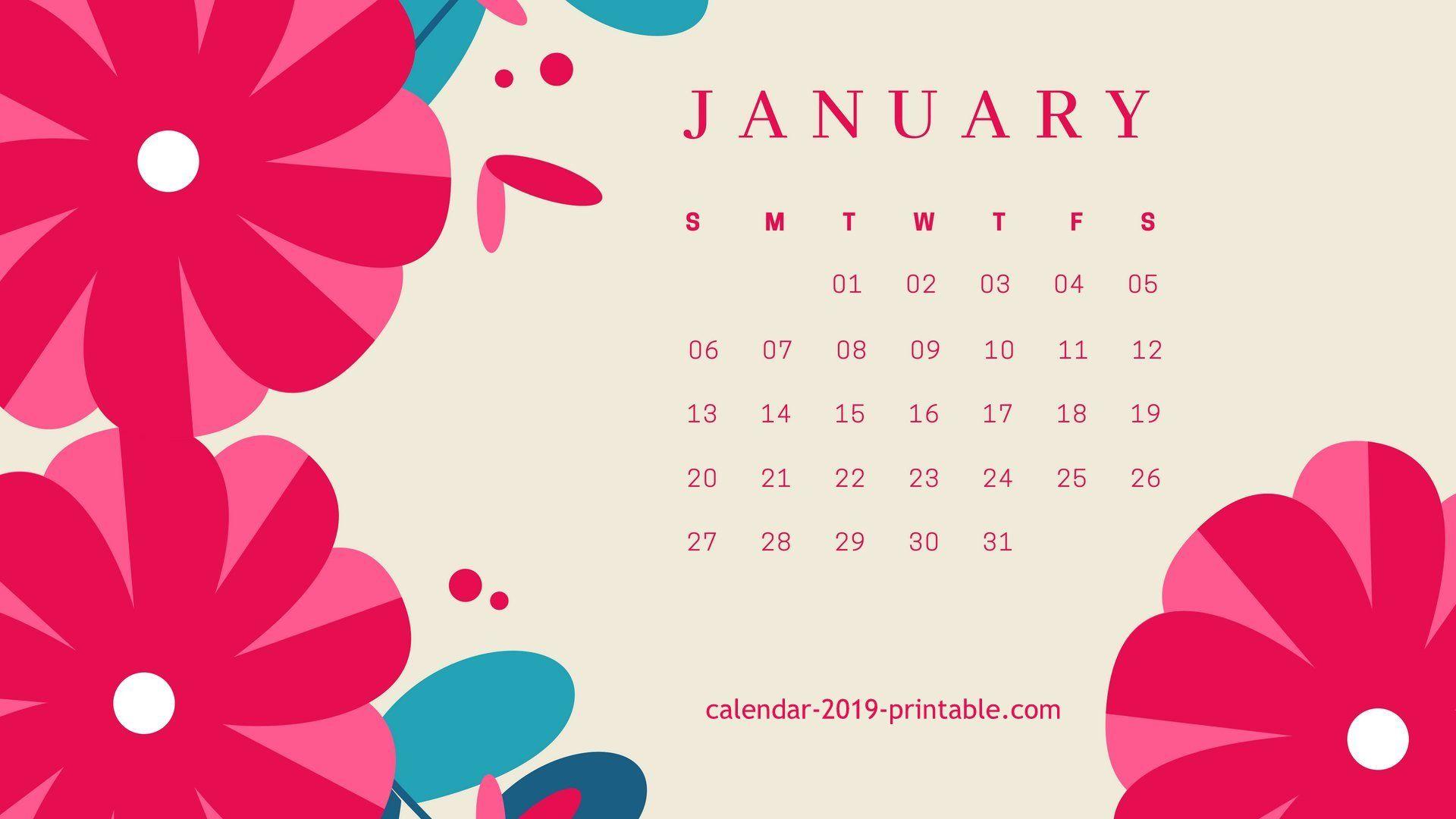 january 2019 flower desktop calendar wallpaper Calendars
