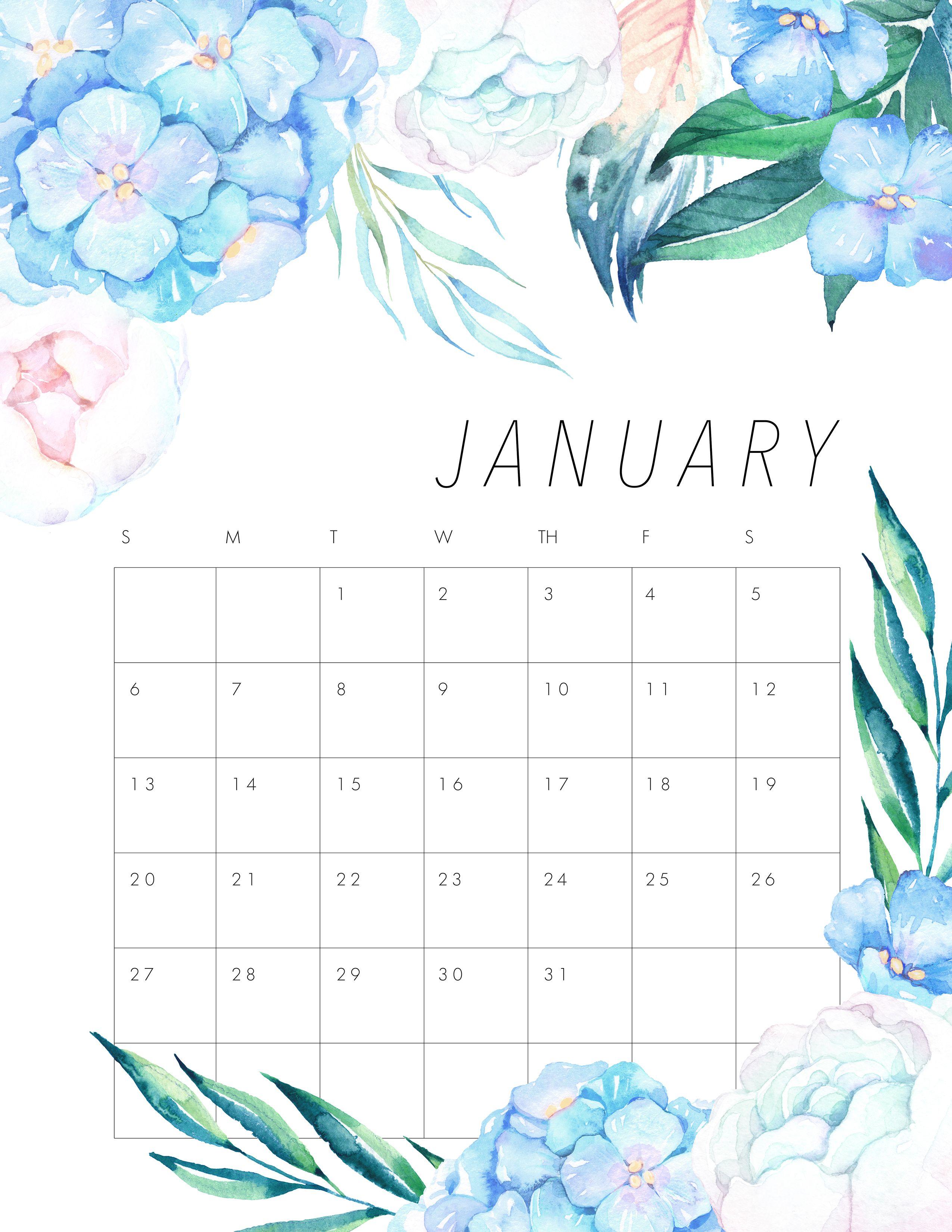 January 2019 Floral Calendar Desk Wallpaper Flower Image