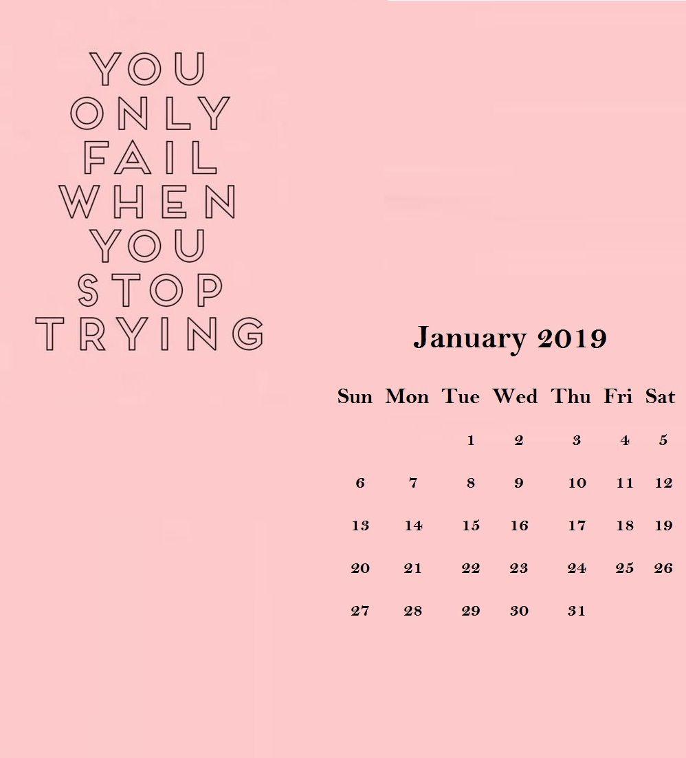 Inspiring January 2019 Quotes Calendar