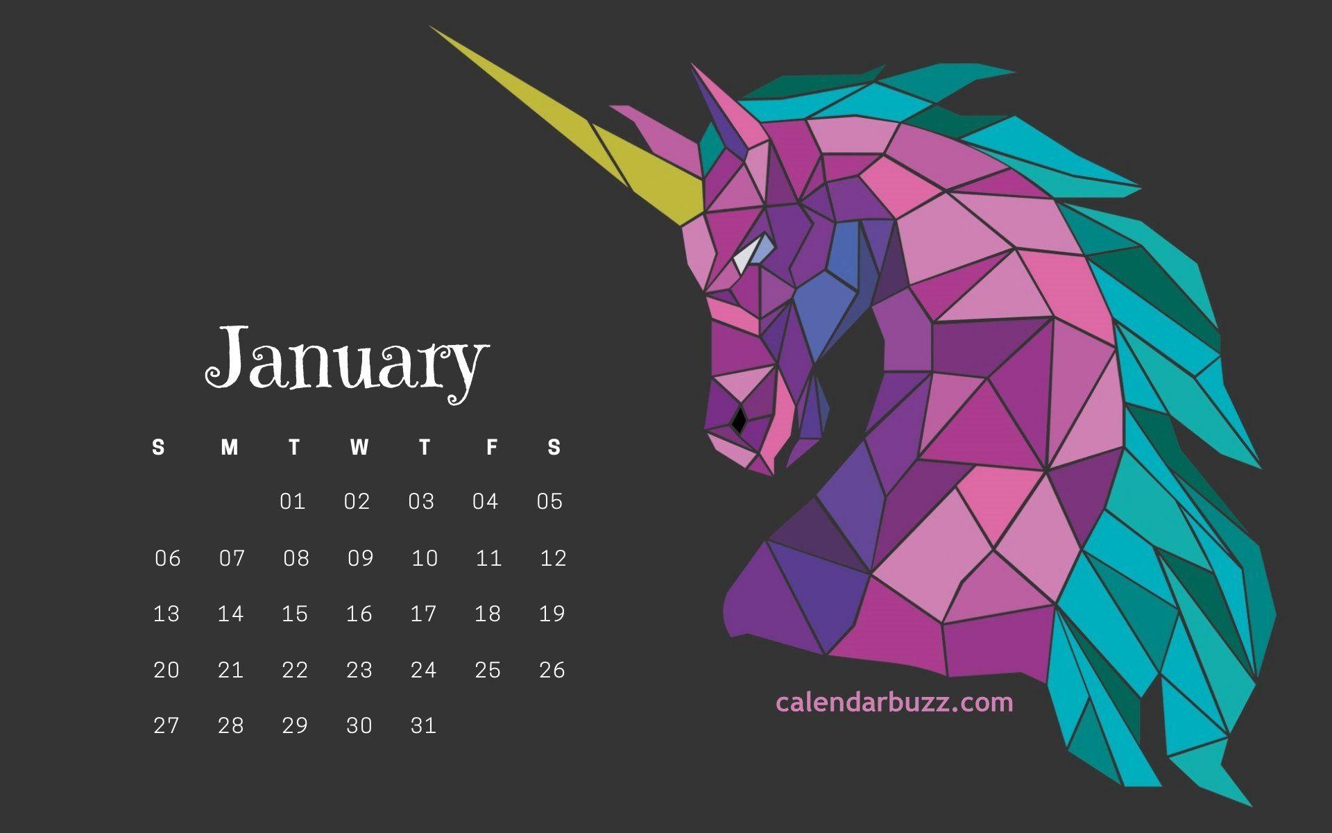 january 2019 unicorn calendar wallpaper Calendars