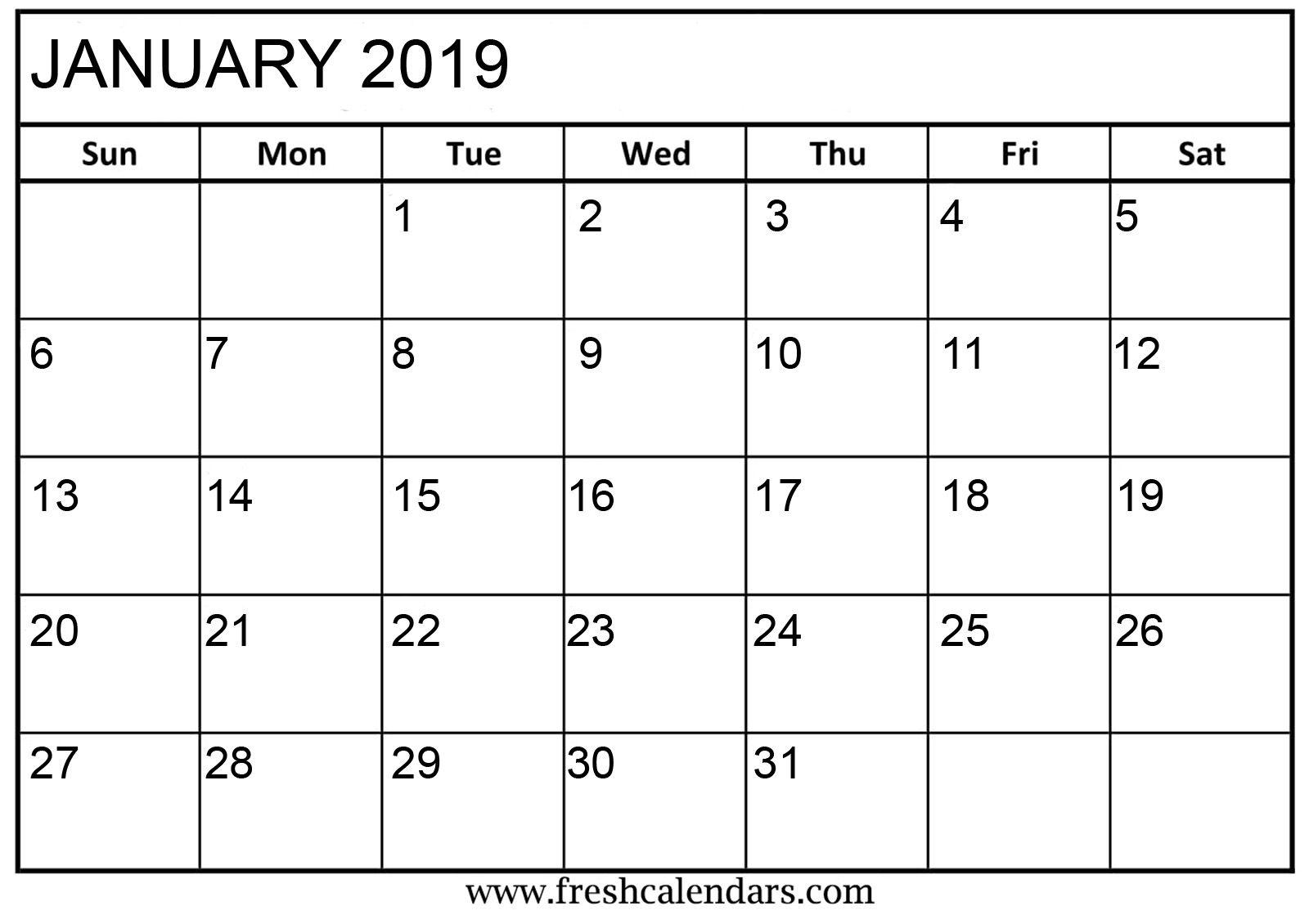 January Calendar January 2019 Calendar