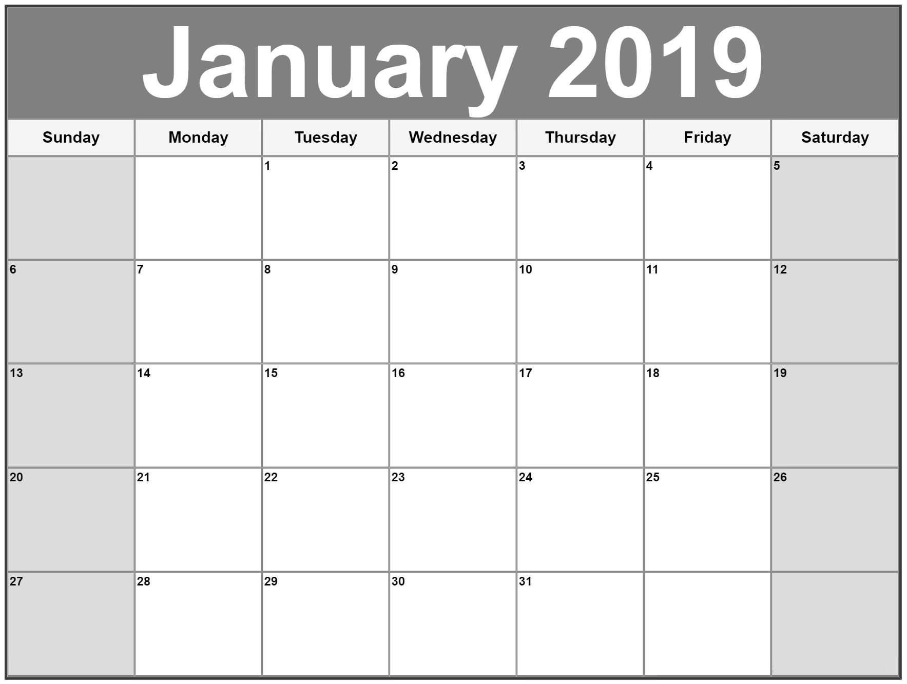 January 2019 HD Calendar Wallpaper. Calendar Printable