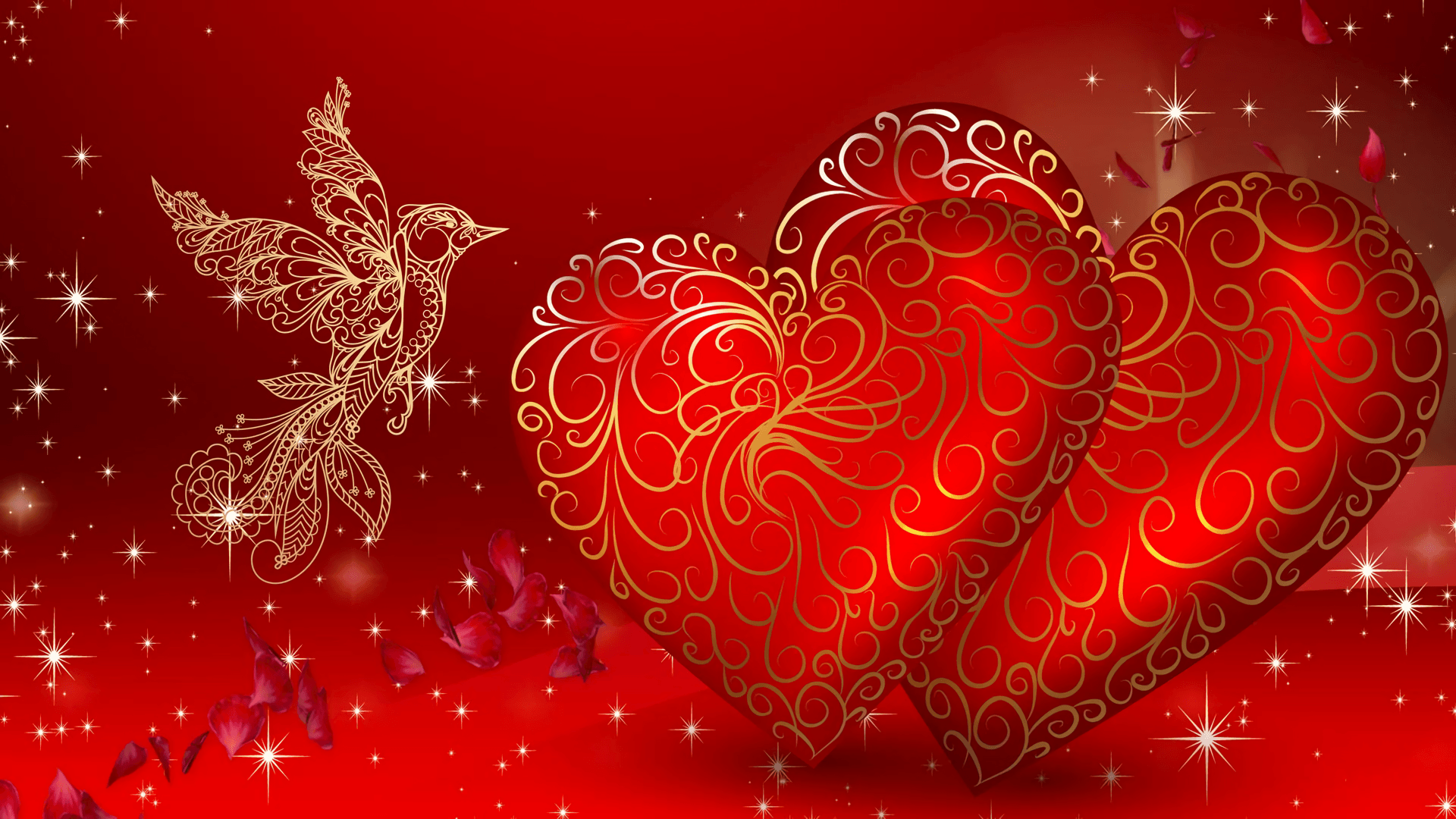 Valentine with Gold Dove HD Wallpaper