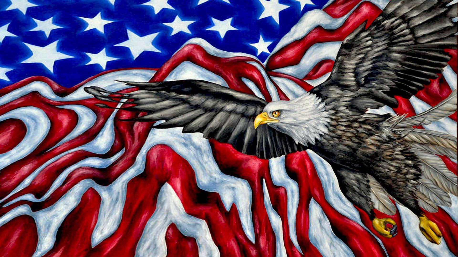 American Symbols Bald Eagle American Flag Mountains Desktop HD