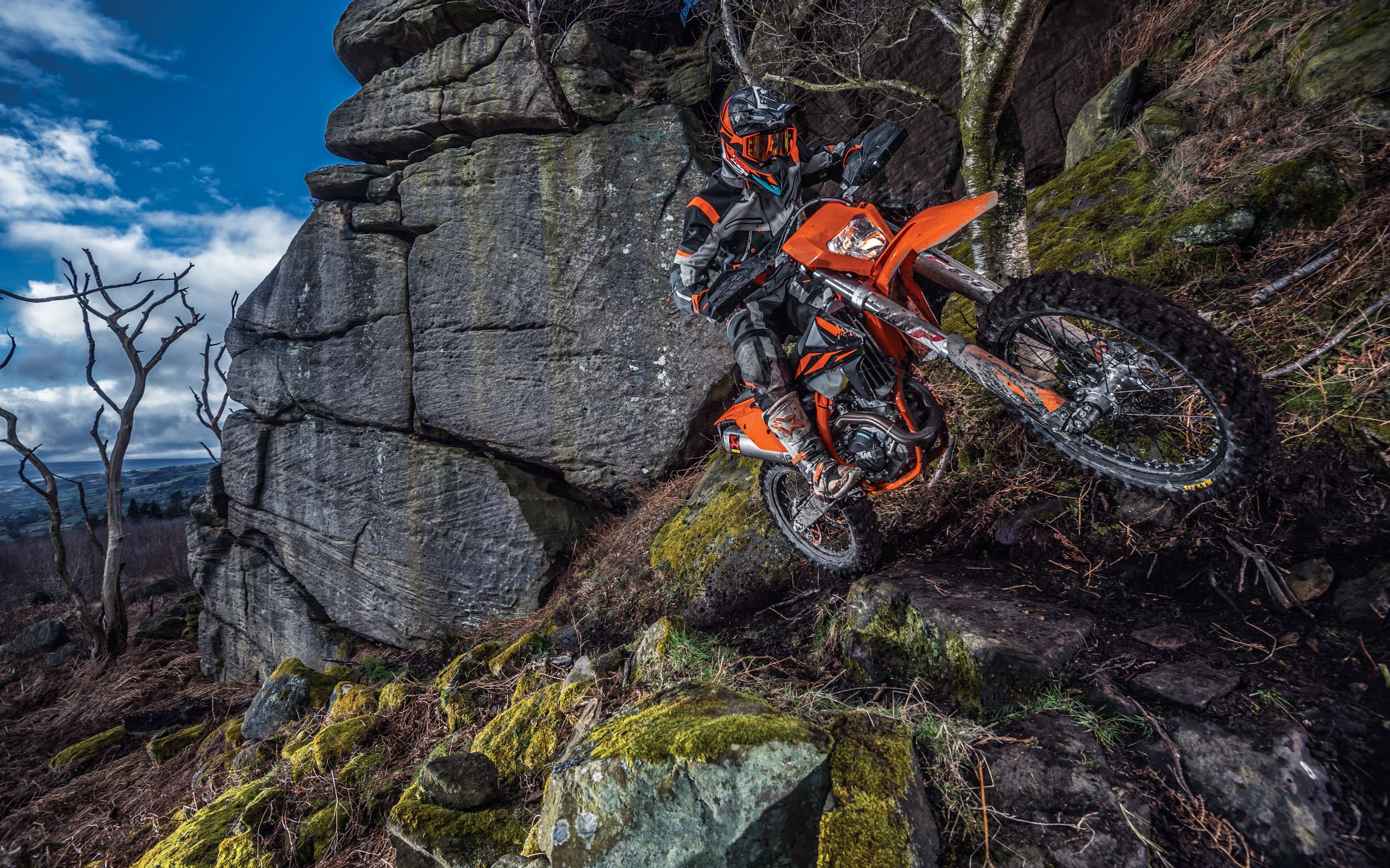 Download Wallpaper KTM 450 EXC F, 4k, Extreme, 2019 Bikes, Cliffs