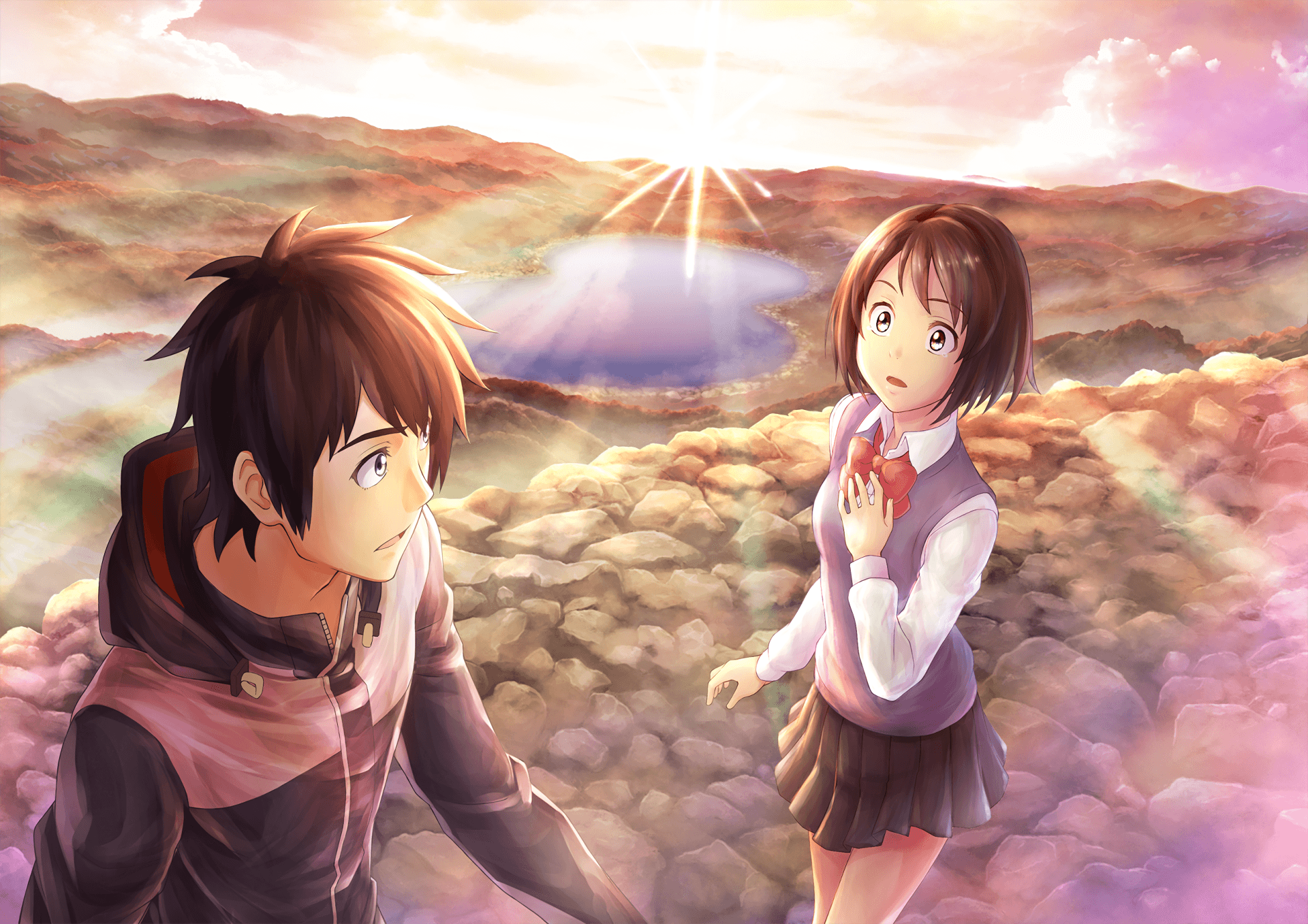 Taki Tachibana Mitsuha Miyamizu Desktop High-definition television 4K  resolution, kimi no nawa, friendship, desktop Wallpaper, mobile Phones png