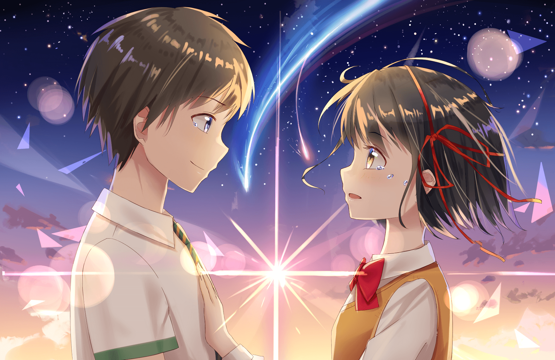 HD wallpaper: kimi no na wa, your name, mitsuha miyamizu, taki tachibana