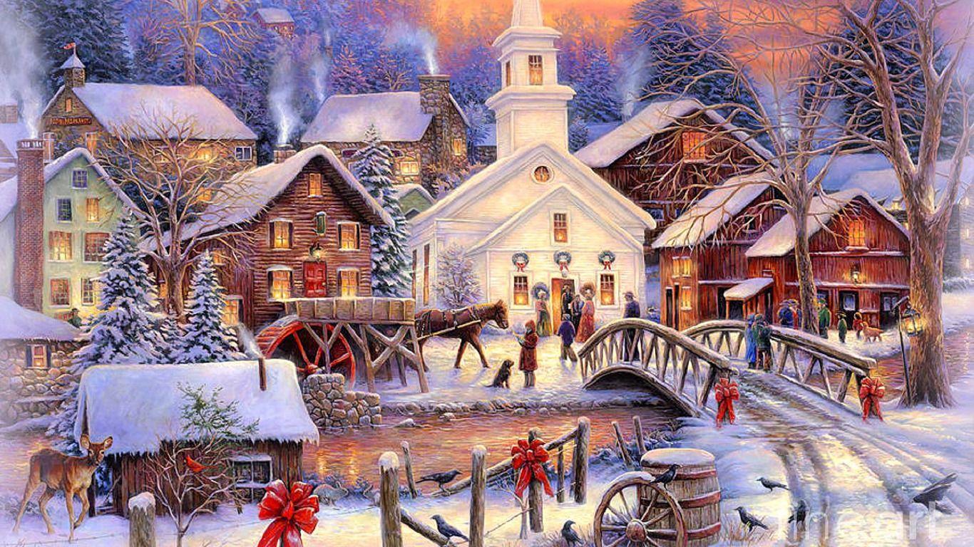 Christmas image Christmas Town Scene HD wallpaper and background