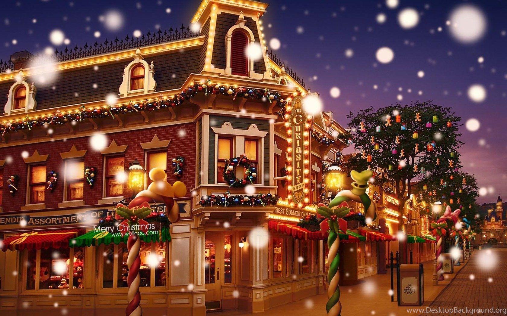 Dream Christmas Town Disneyland Colorful Christmas Wallpaper