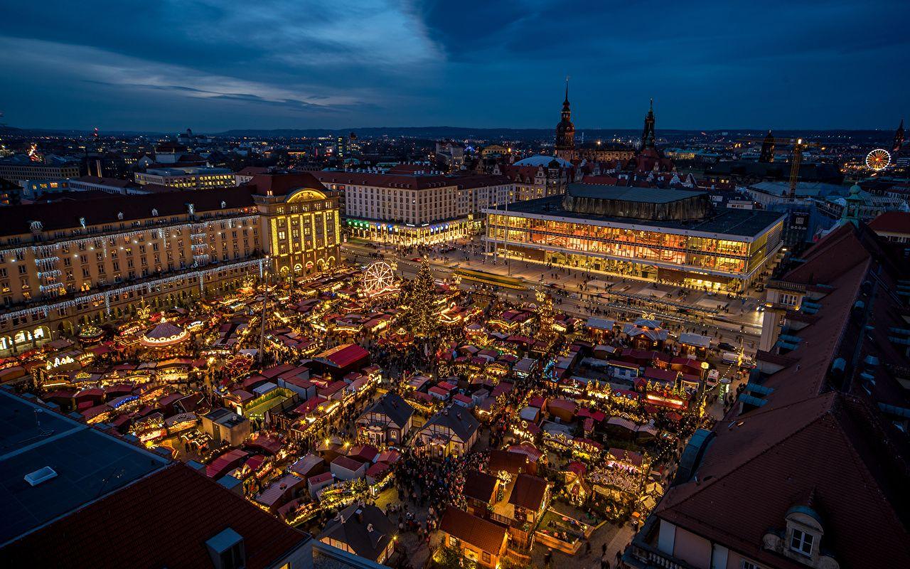 image Dresden Germany Christmas Town square Night Cities 1280x800