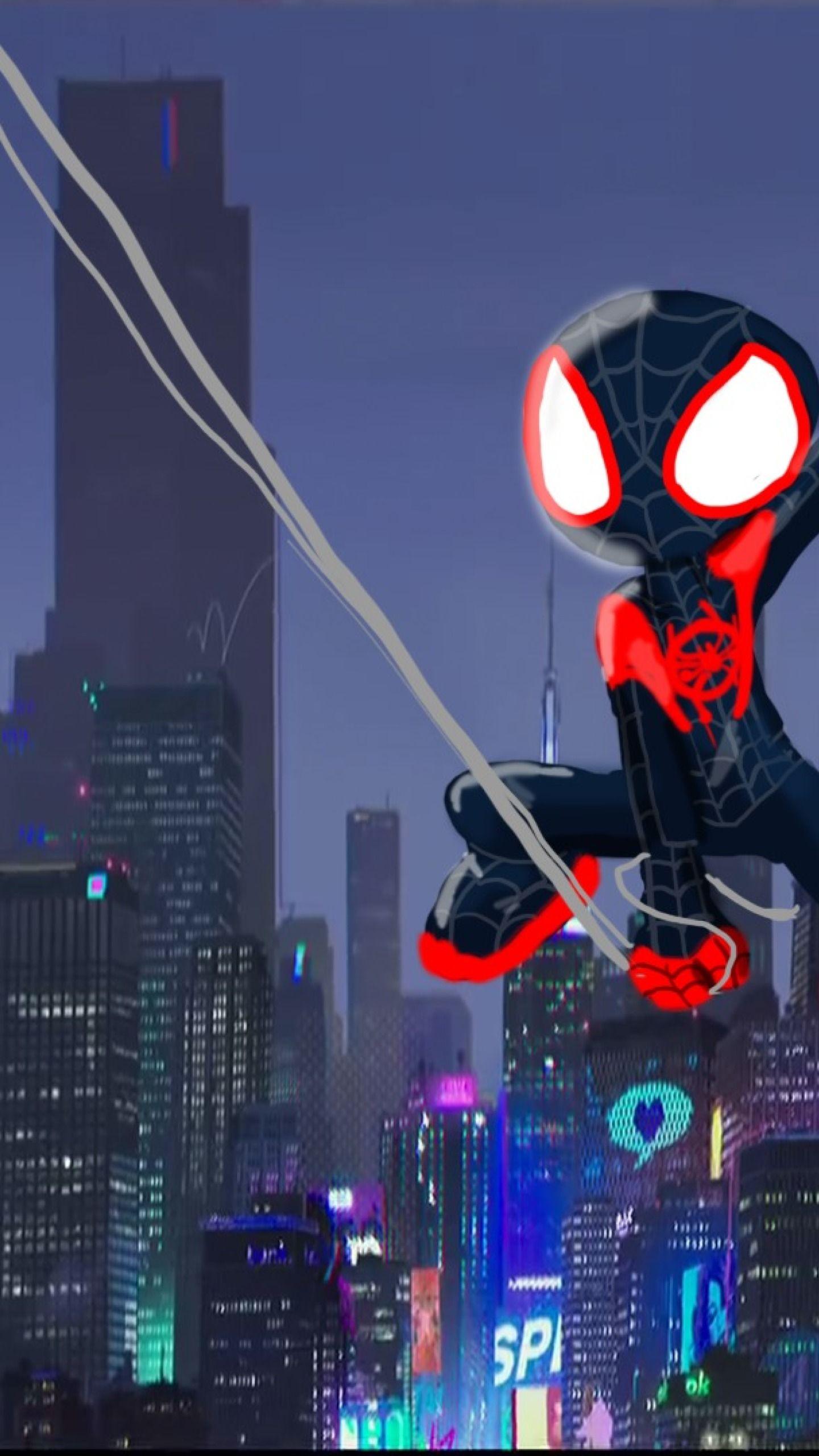 Download Spiderman Into The Spider Verse Artwork 800x1280 Resolution