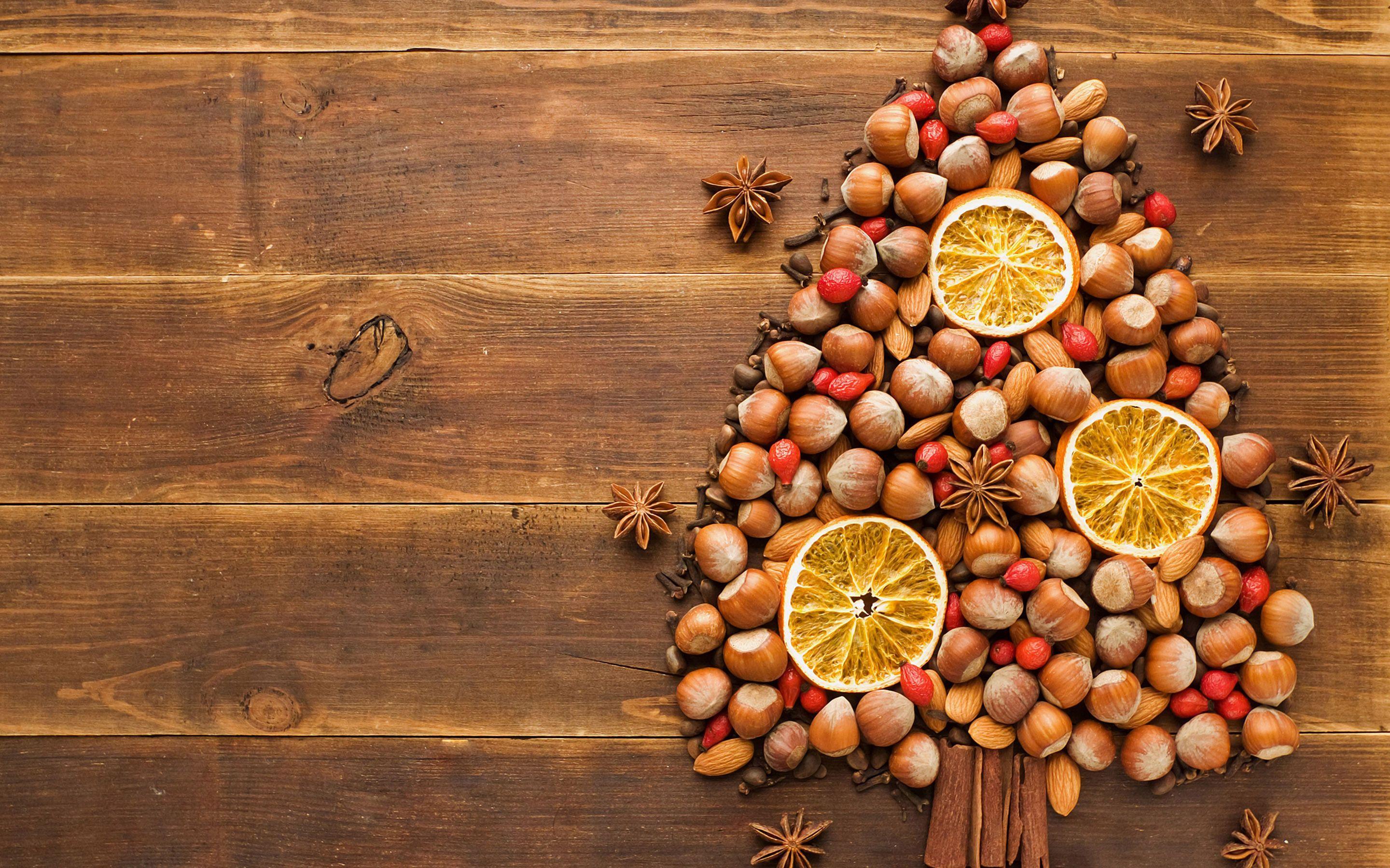 Christmas Tree Made Of Healthy Treats Holiday Hd Wallpaper 2880x1800