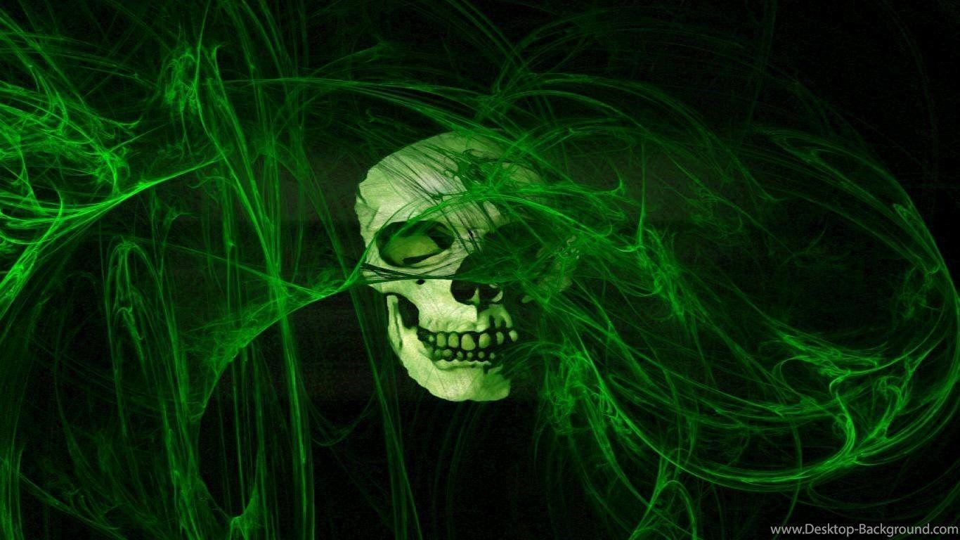 Skull In Green Smoke Horror Wallpaper Desktop Background