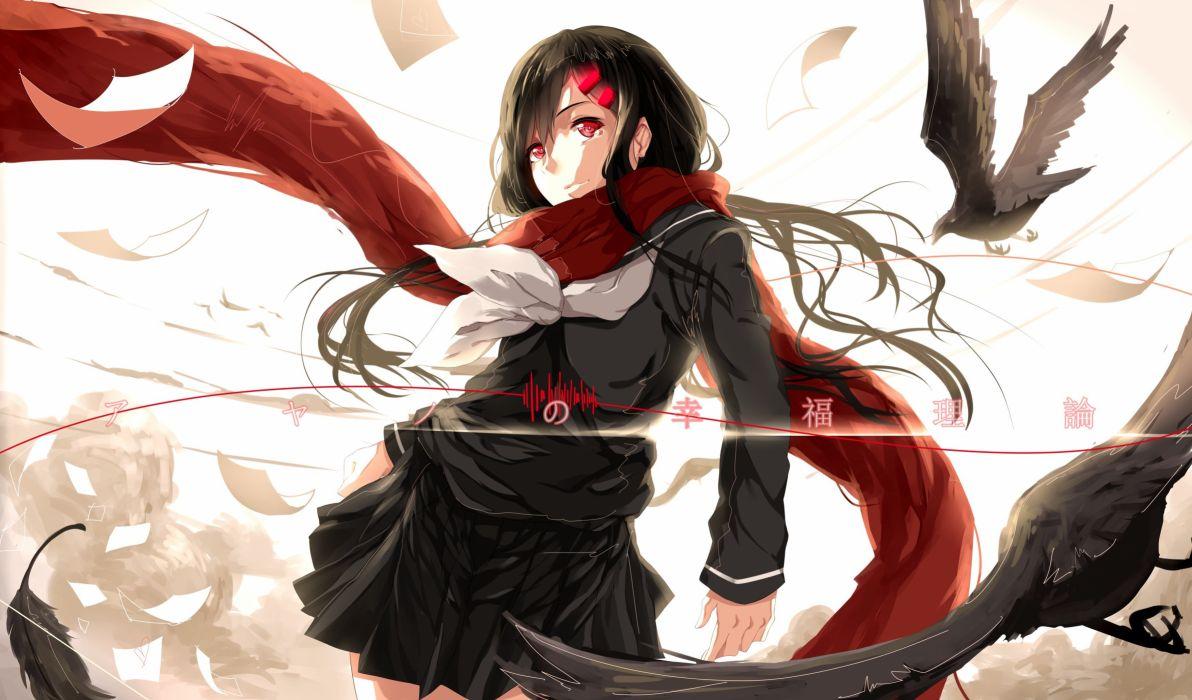 Animal bird black hair feathers hewsack kagerou project long hair