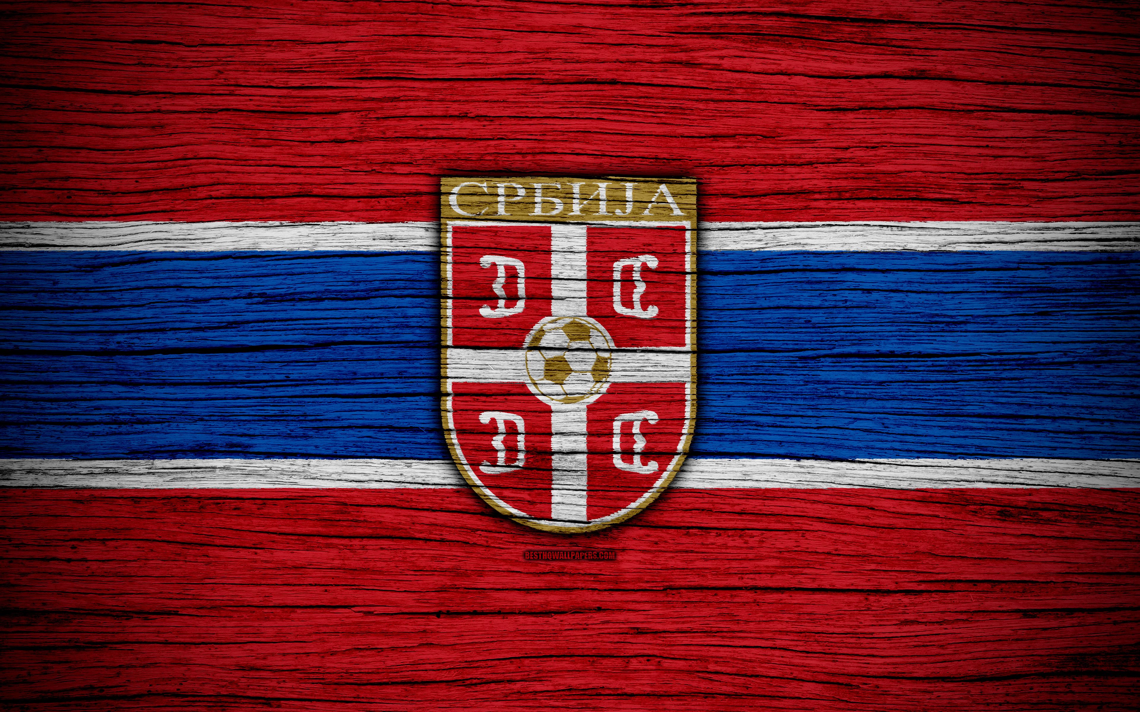 Download wallpaper 4k, Serbia national football team, logo, UEFA