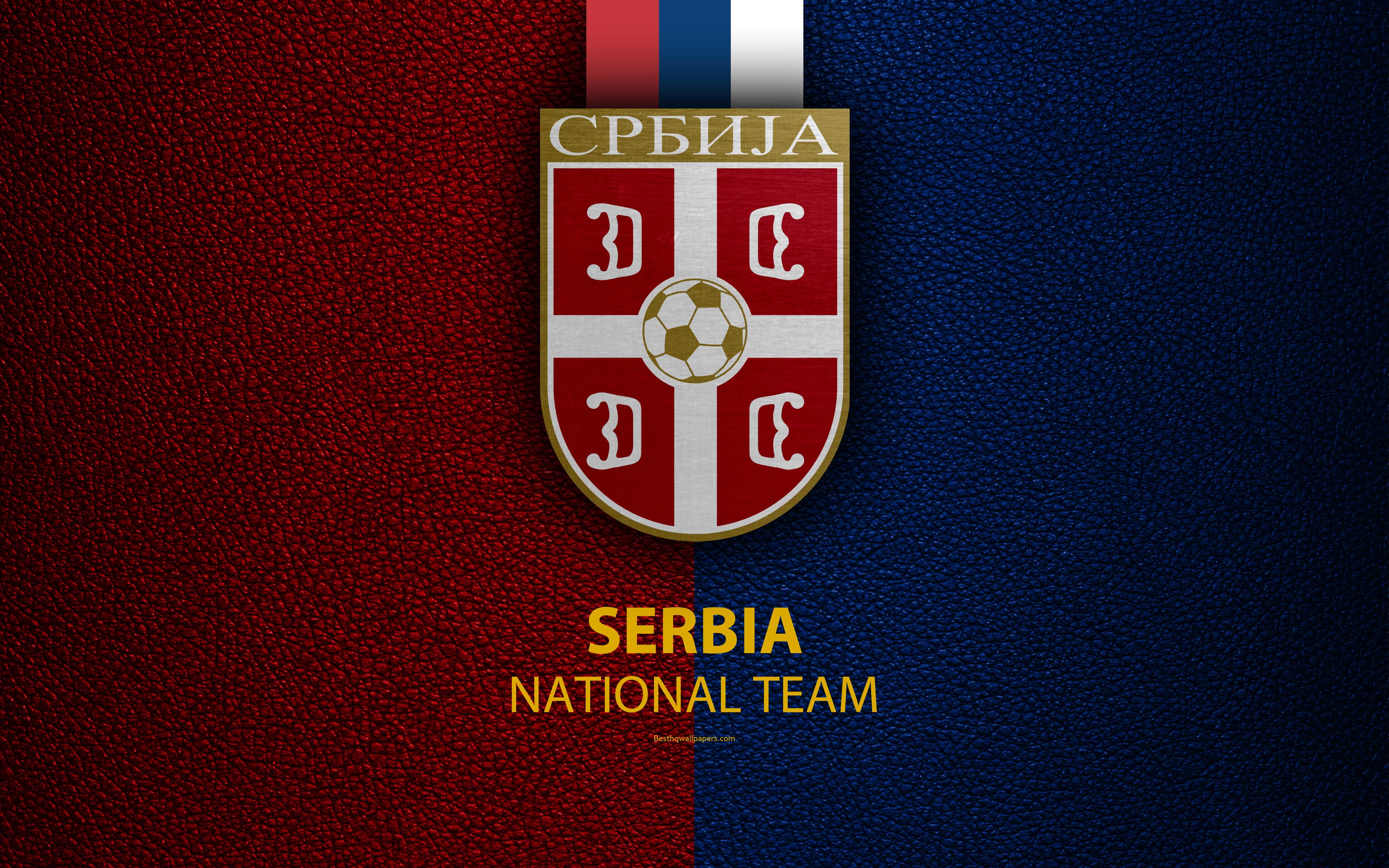 Download wallpaper Serbia national football team, 4k, leather