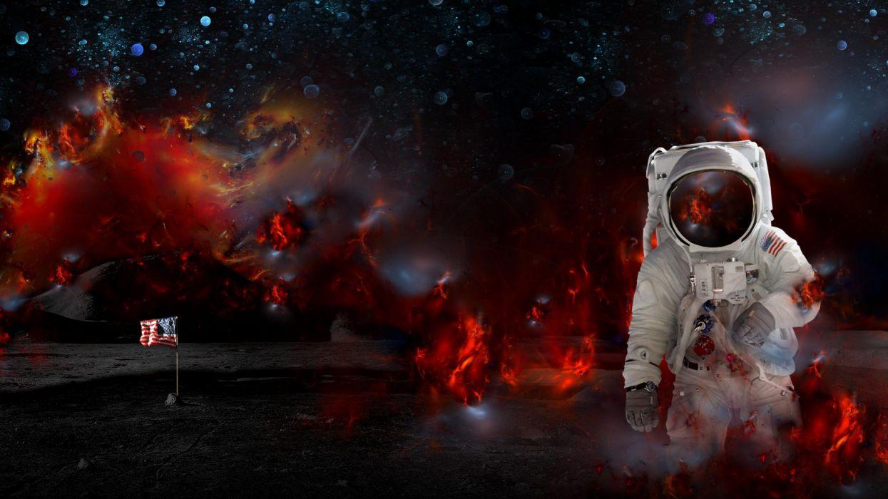 Astronaut Nasa Space Sci Fi Fire Psychedelic Wallpaperx2160