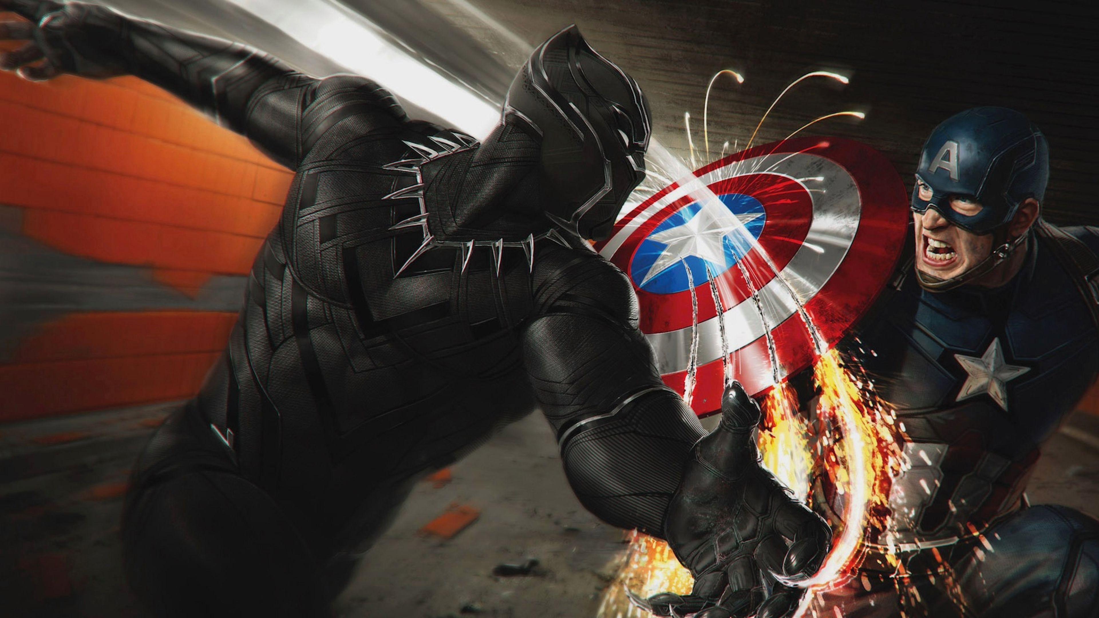 Black Panther vs Captain America 4k Ultra HD Wallpaper. Background