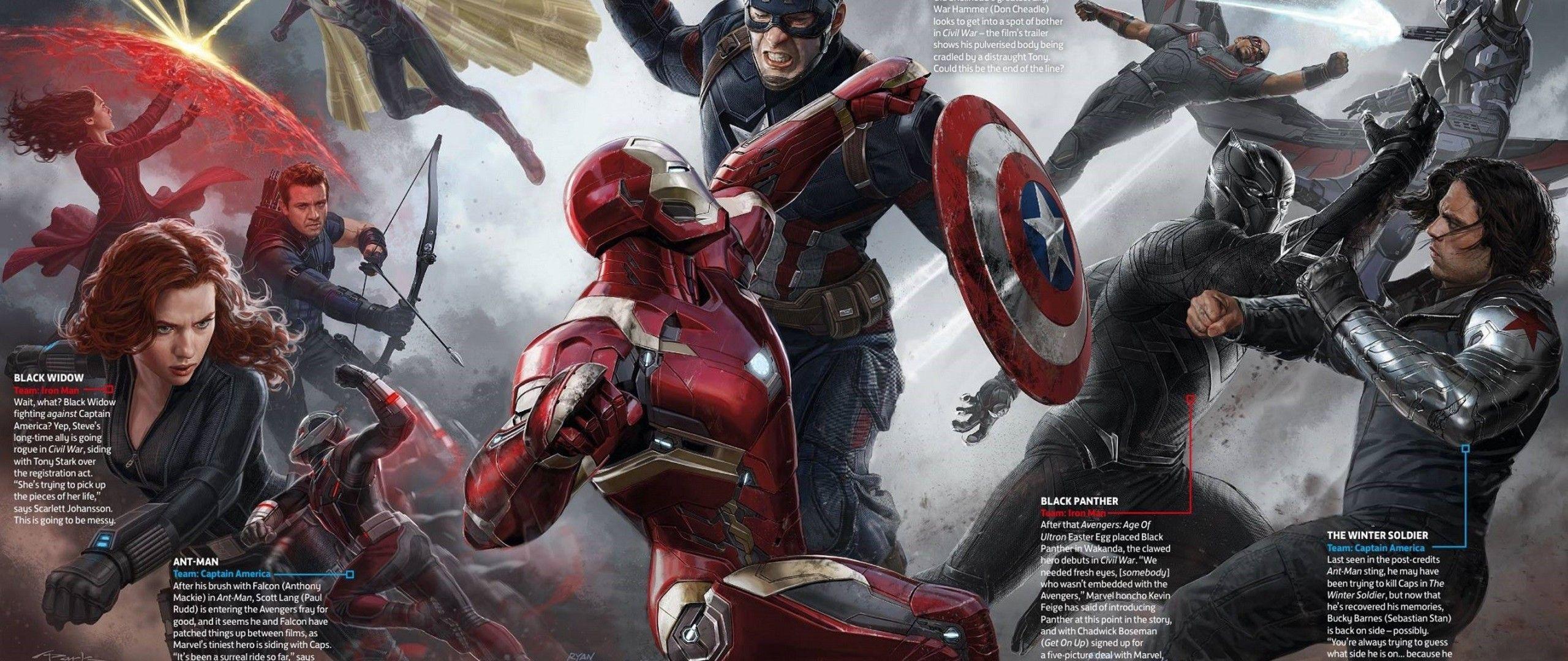 Captain America Civil War Heroes 2560x1080 Resolution HD