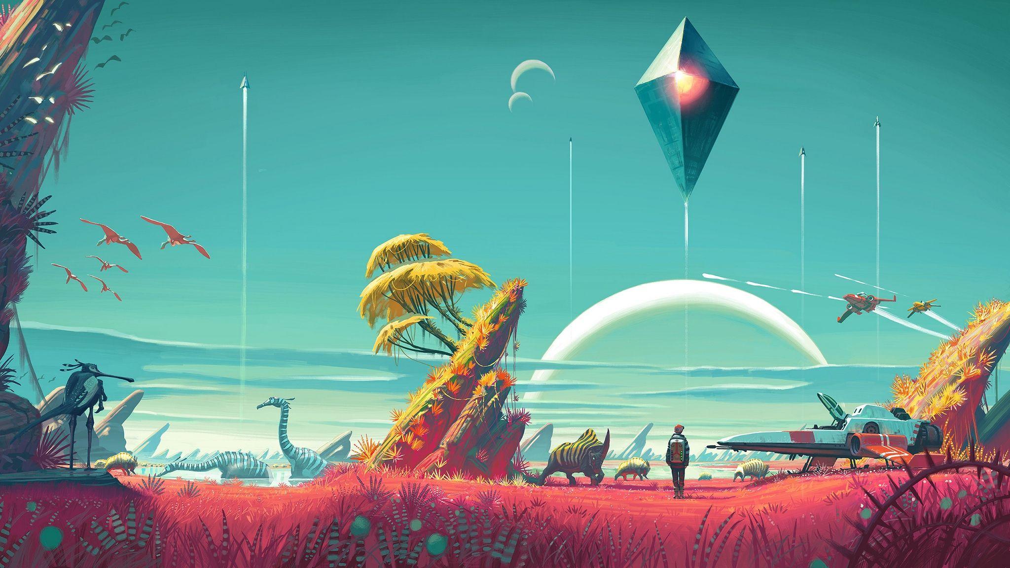Download wallpaper 2048x1152 hello games, ps pc ultrawide monitor