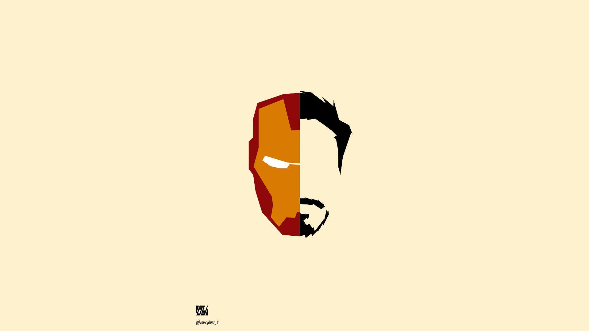 Iron Man Face Minimalism, HD Superheroes, 4k Wallpaper