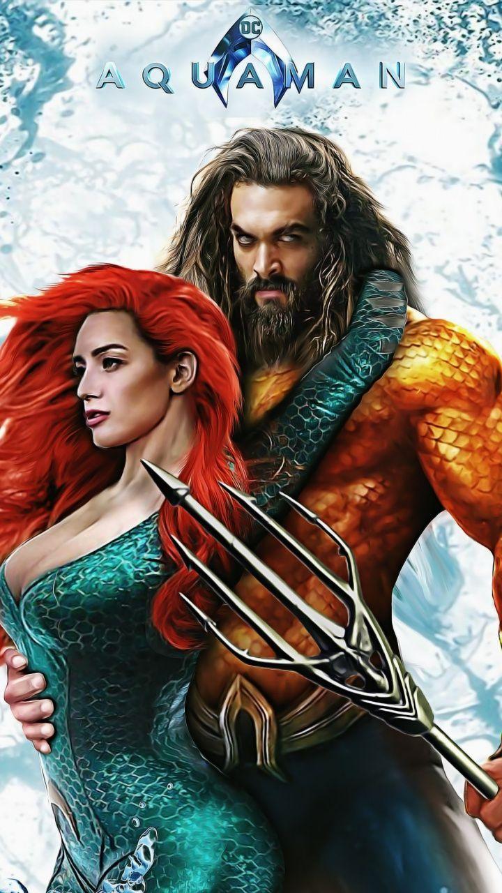 Aquaman, Amber Heard, Jason Momoa, art, movie, 720x1280 wallpaper