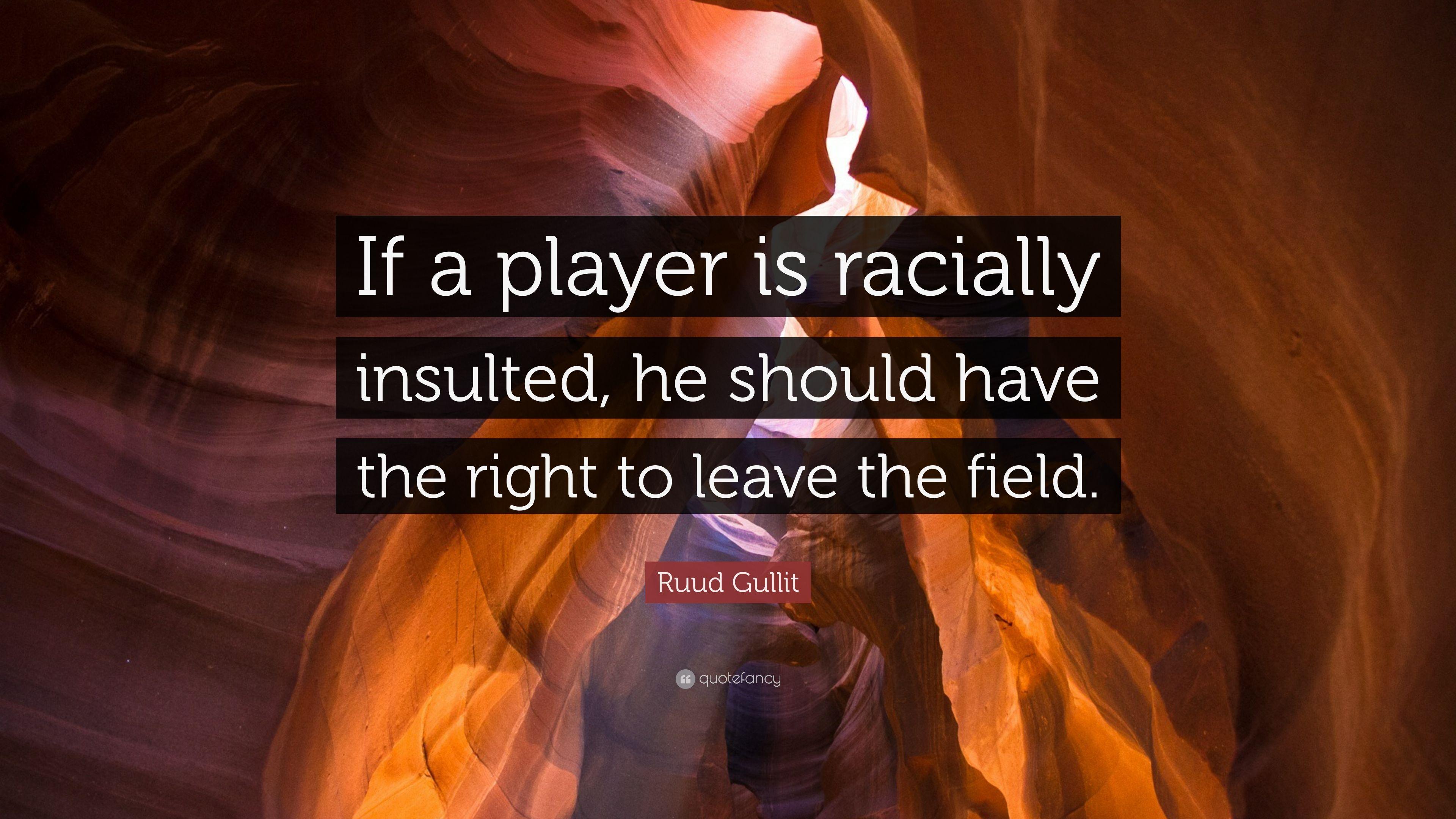 Ruud Gullit Quote: “If a player is racially insulted, he should have