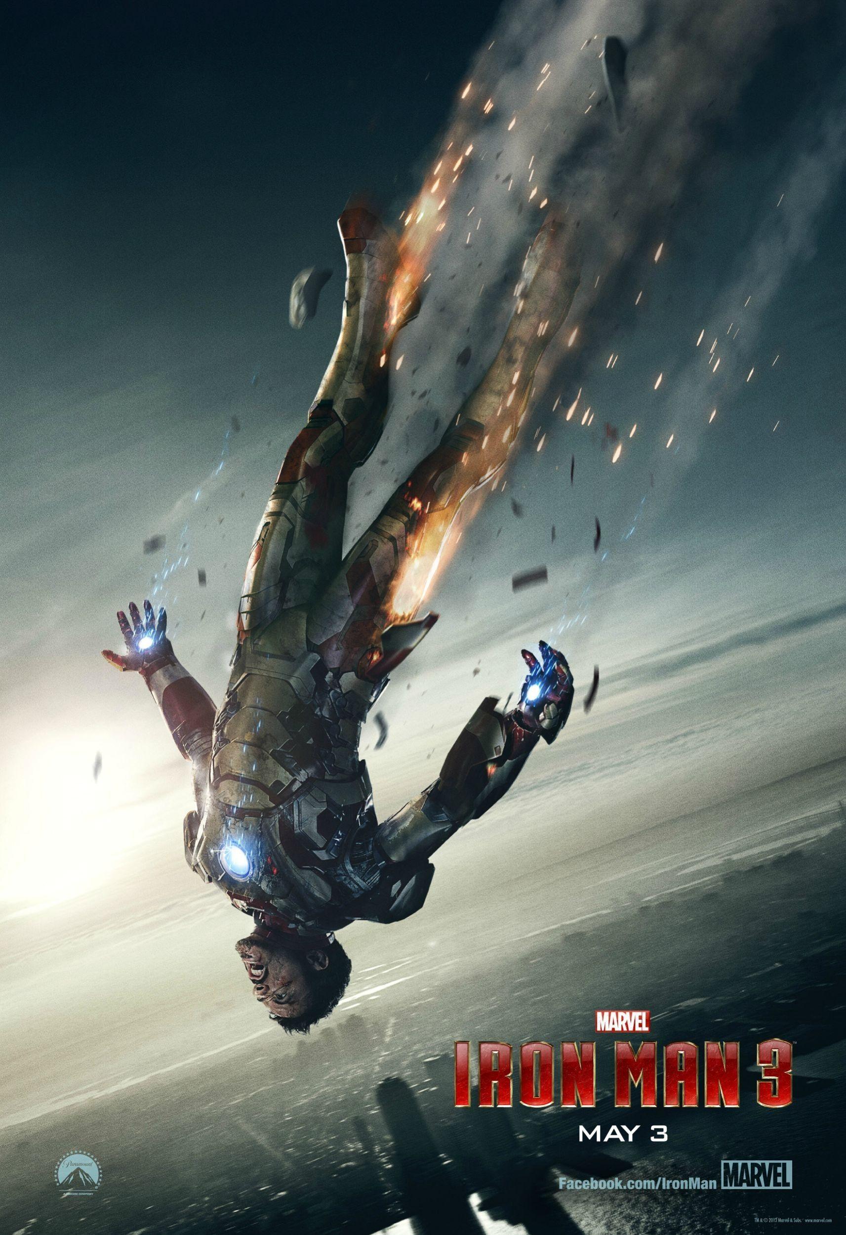 Iron Man, sparks, movie posters, upside down, falling, Iron