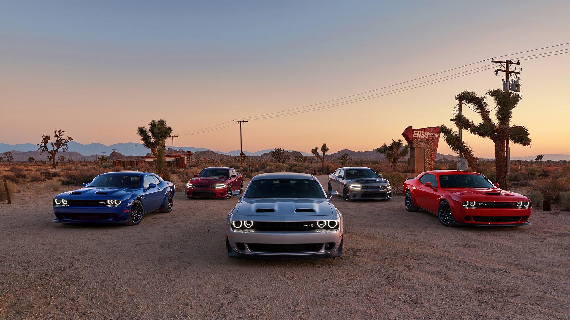 Dodge Challenger SRT, Vehicle, Car, Red, Silver Wallpaper