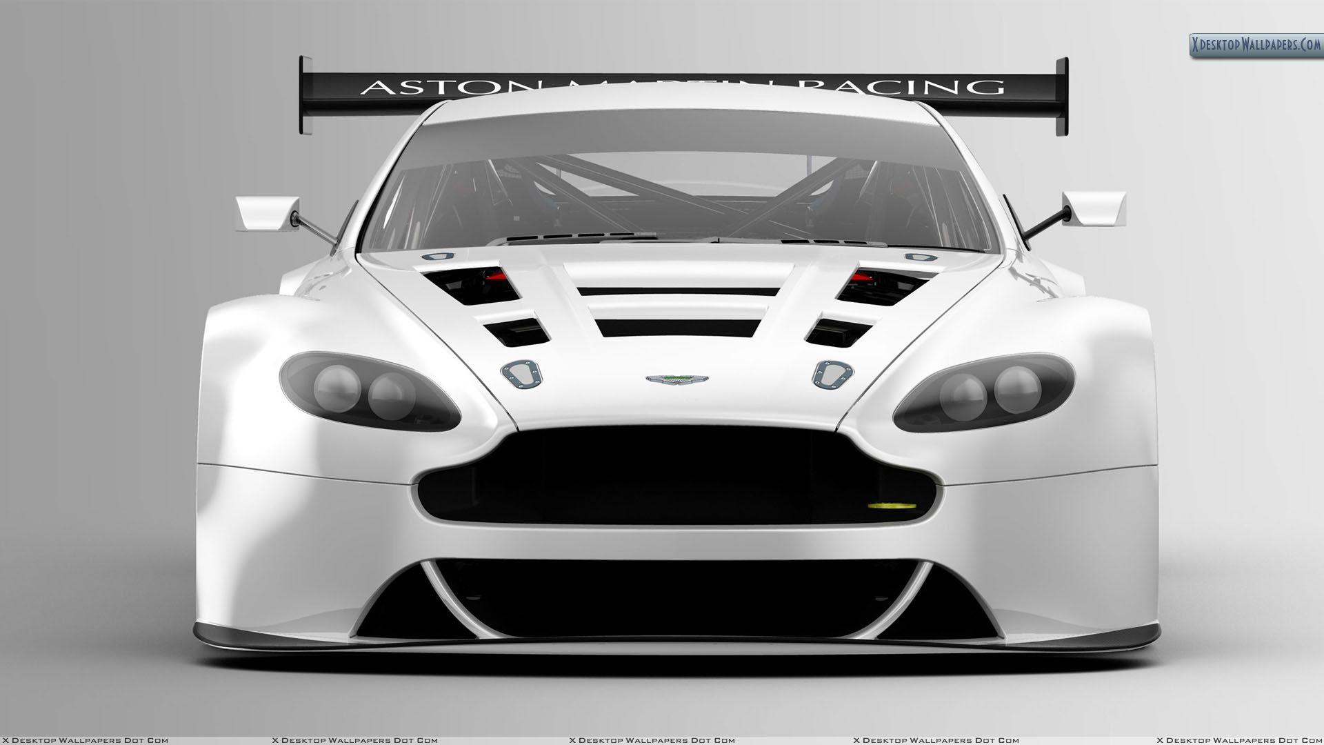 Aston Martin V12 Vantage GT3 Front Pose in White Wallpaper