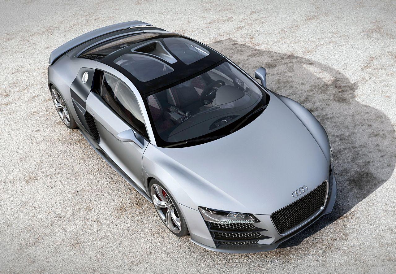 Wallpaper Audi r8 v12 tdi Silver color automobile From above