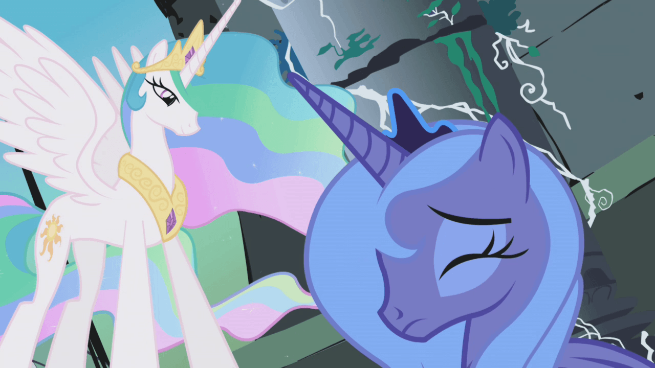 Princess Luna making her choice to Celestia S01E02.png. My