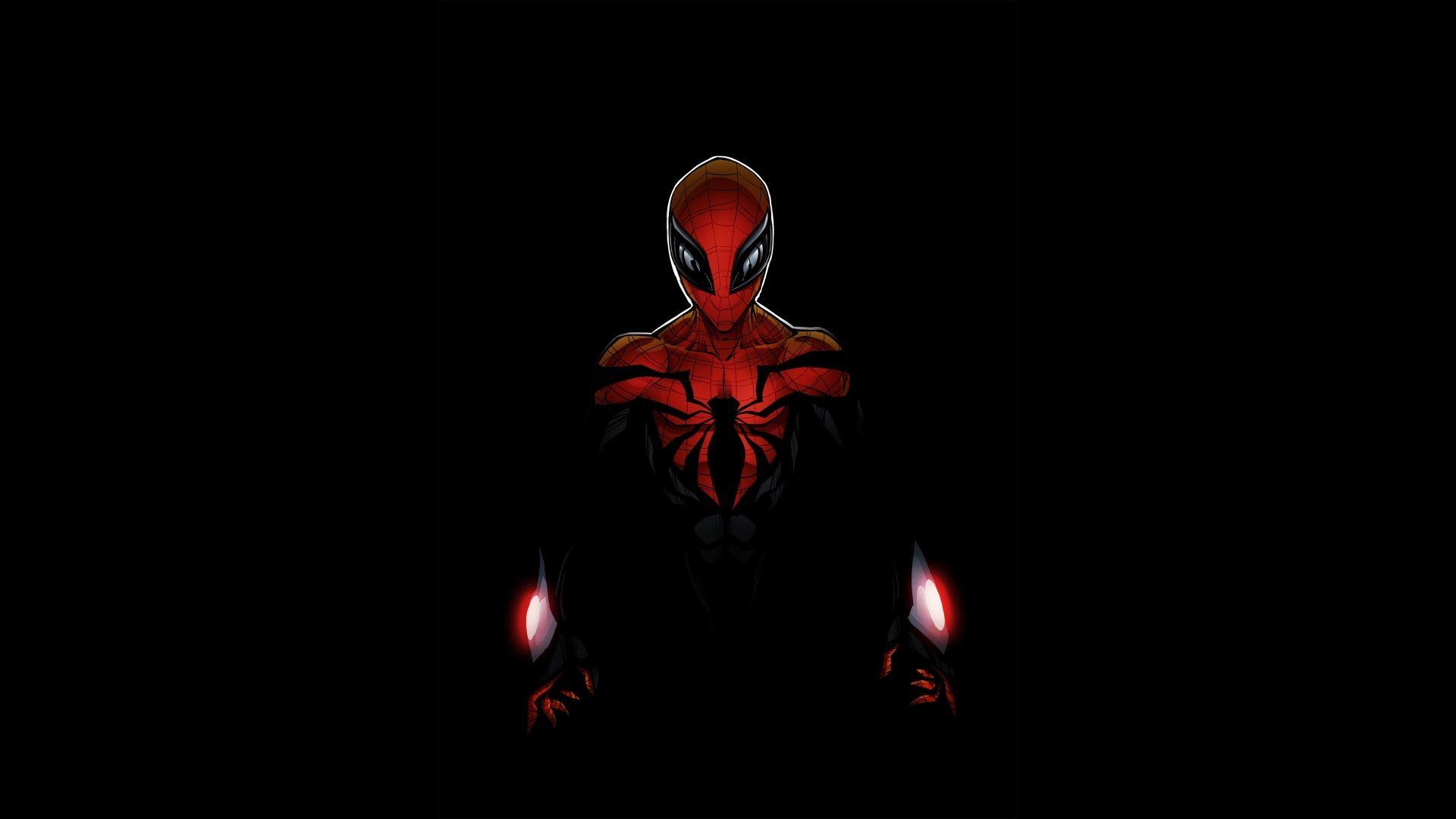 Wallpaper Spider Man, Marvel Comics, Black, Minimal, HD, 5K
