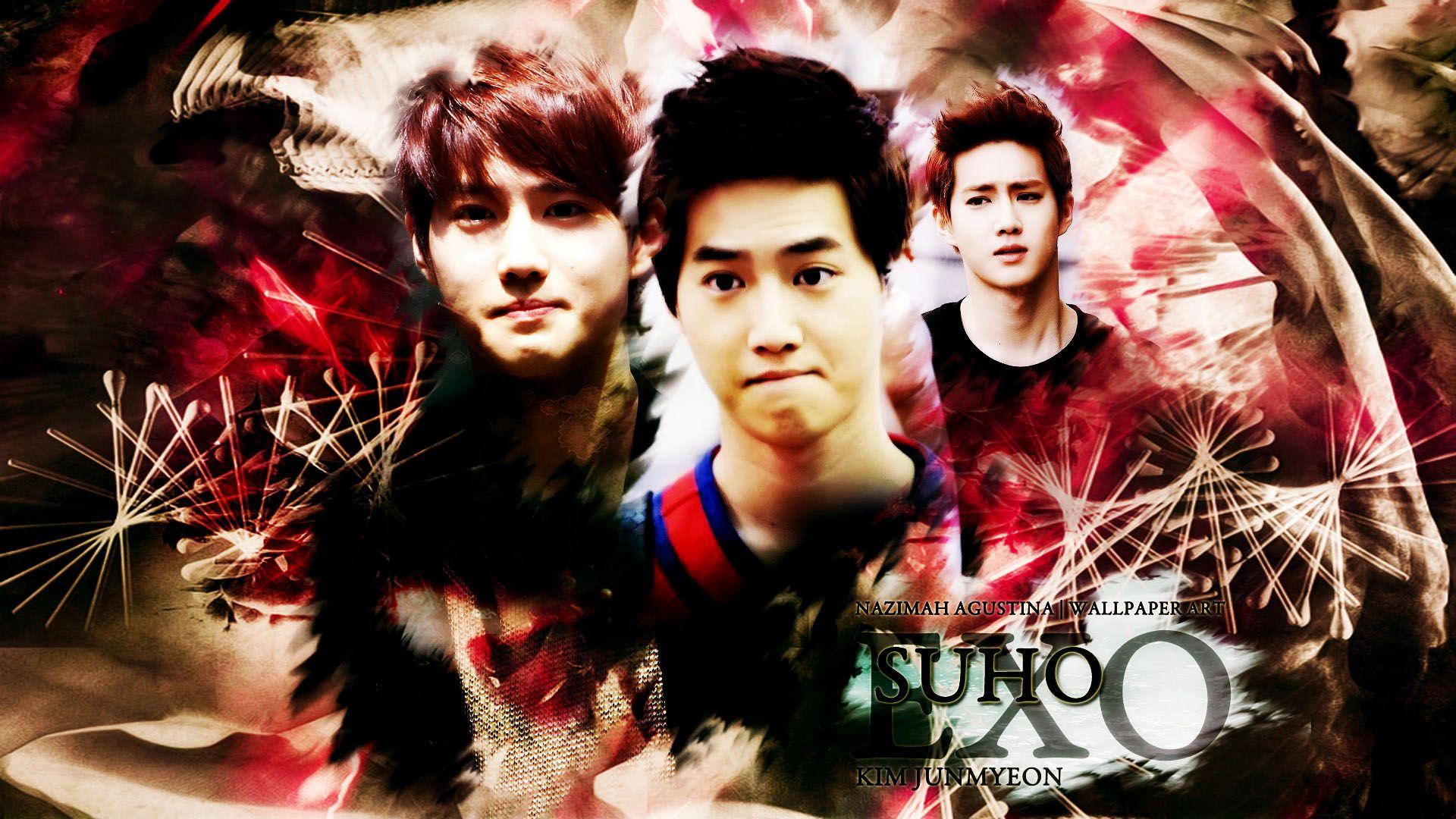 SUHO exo kim junmyeon leader wallpaper abstract red black