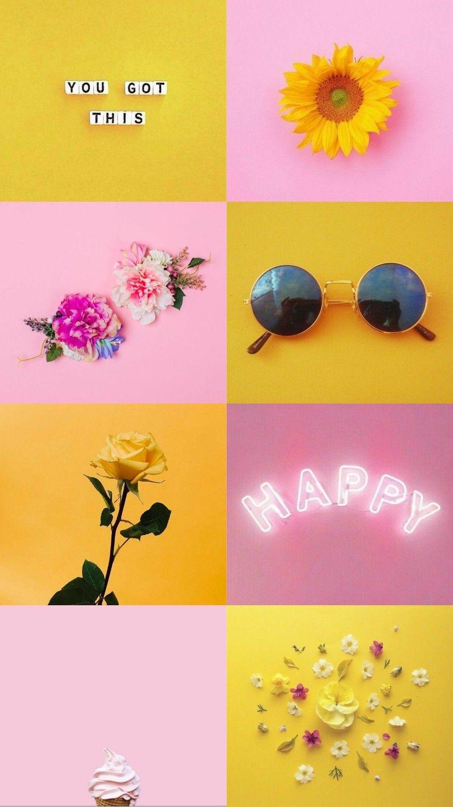 Aesthetic Wallpaper Pastel Yellow Background Sunflowers