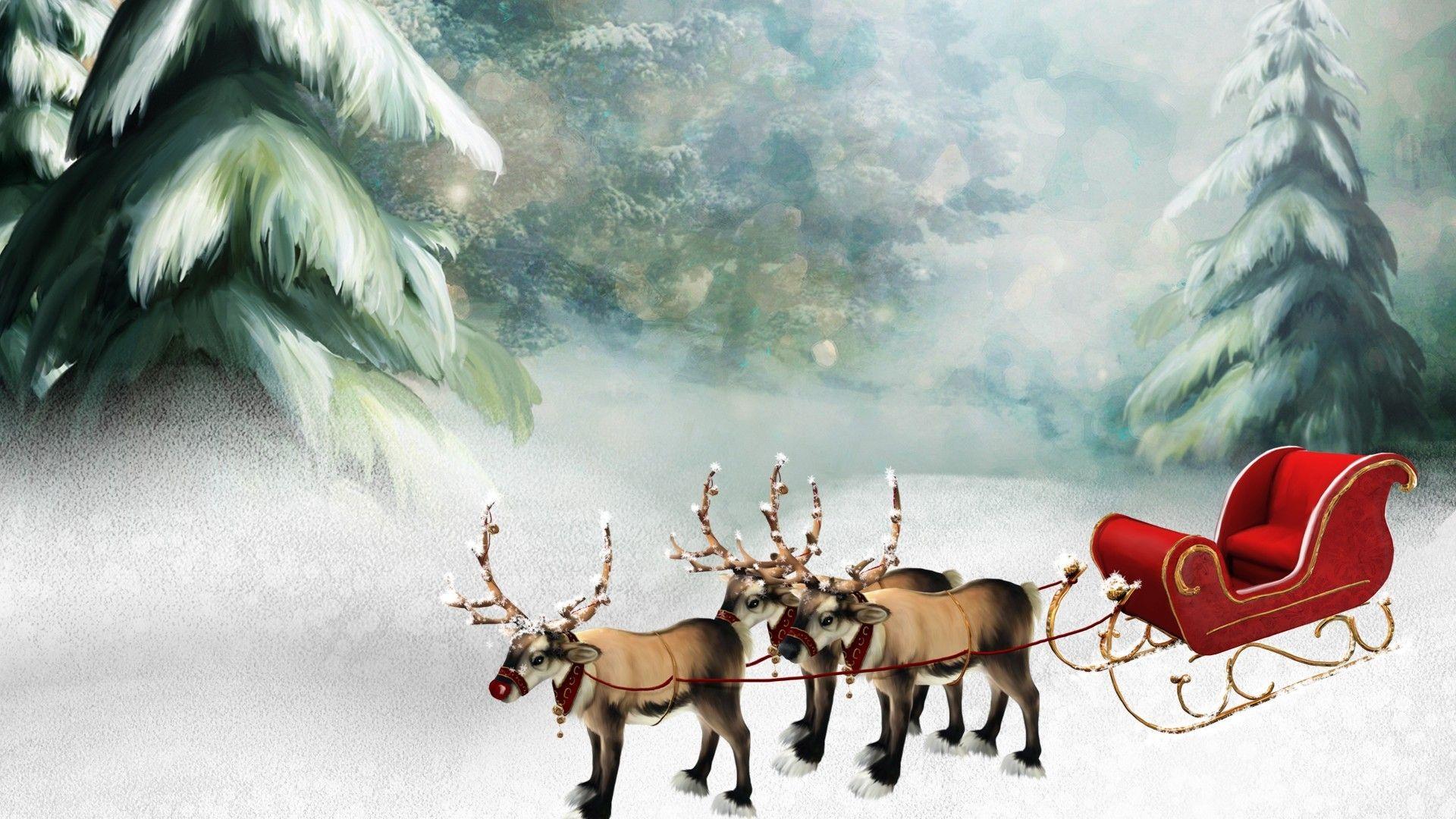 Decorated Santa's Sleigh Wallpaper For Mobile and Desktop In HD