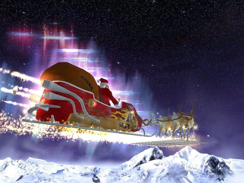 Beautiful Santa Sleigh Ride Christmas Image