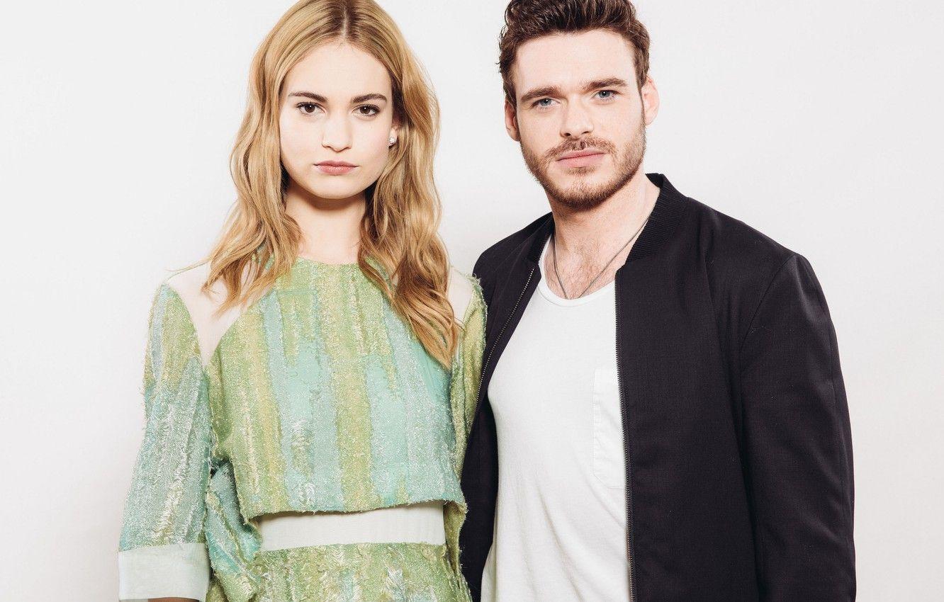 Wallpaper look, girl, pair, male, Lily James, Lily James, Richard
