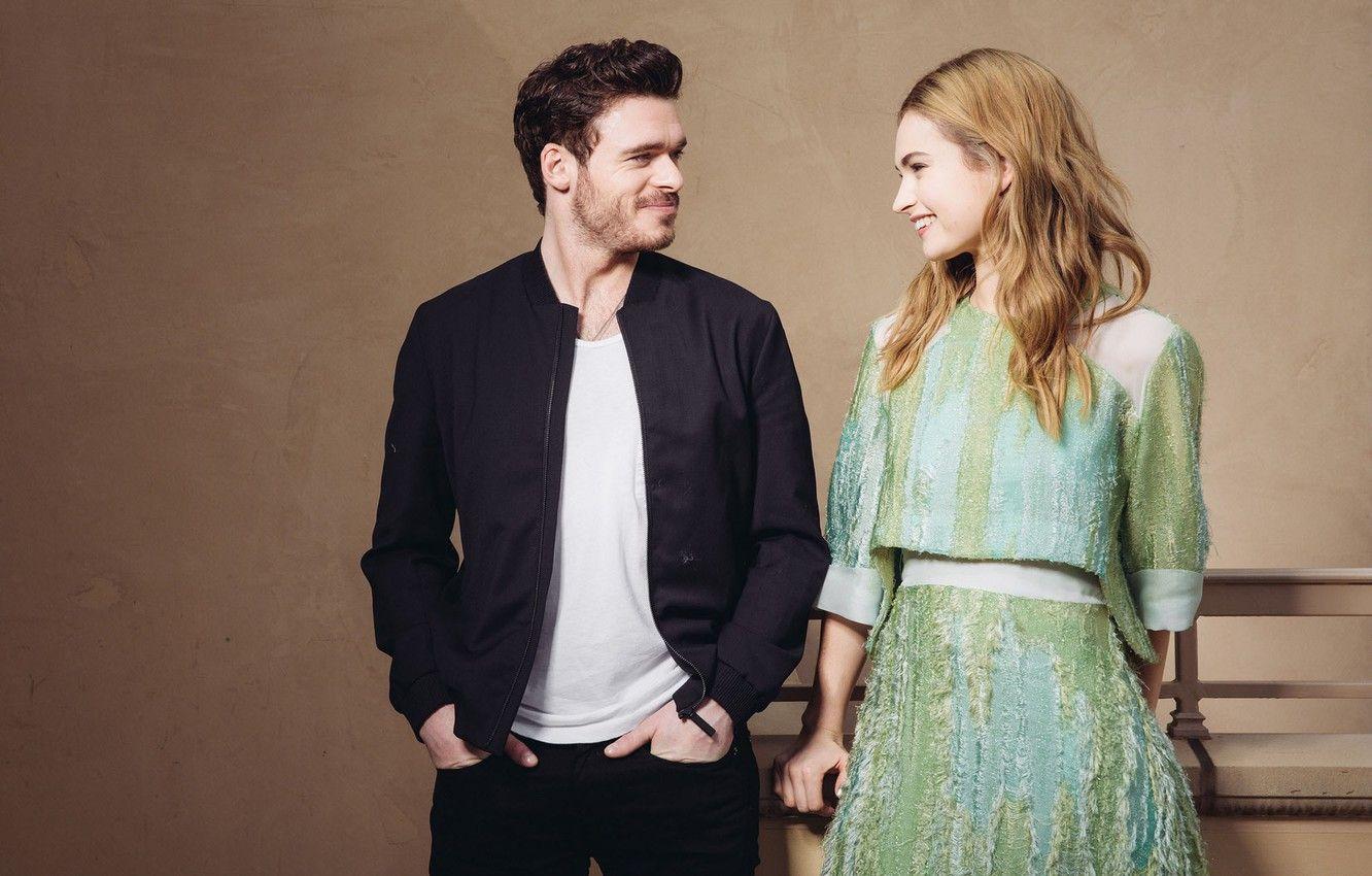 Wallpaper look, girl, male, lovers, Lily James, Richard Madden