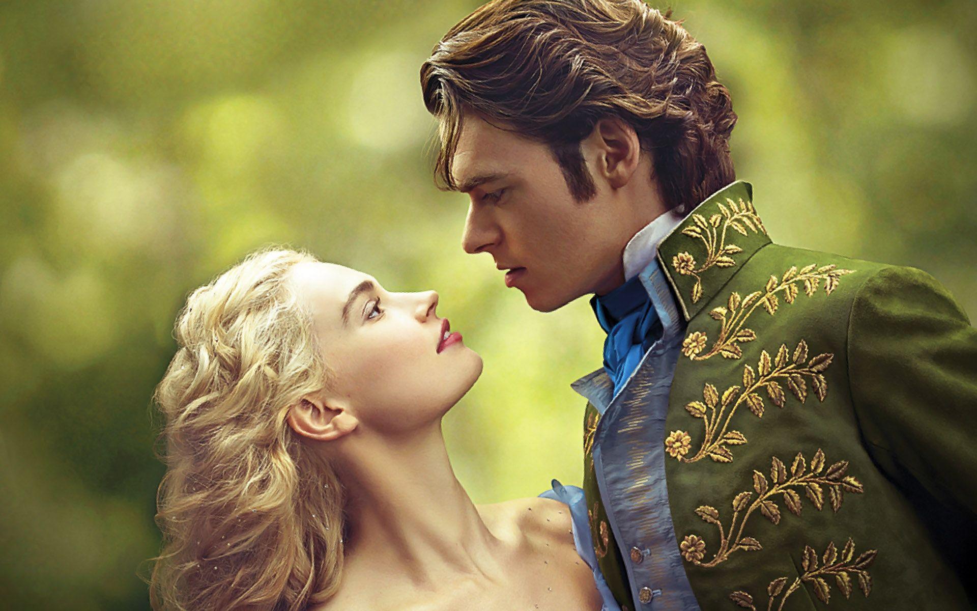Richard Madden and Lily James as Price Charming and Cinderella
