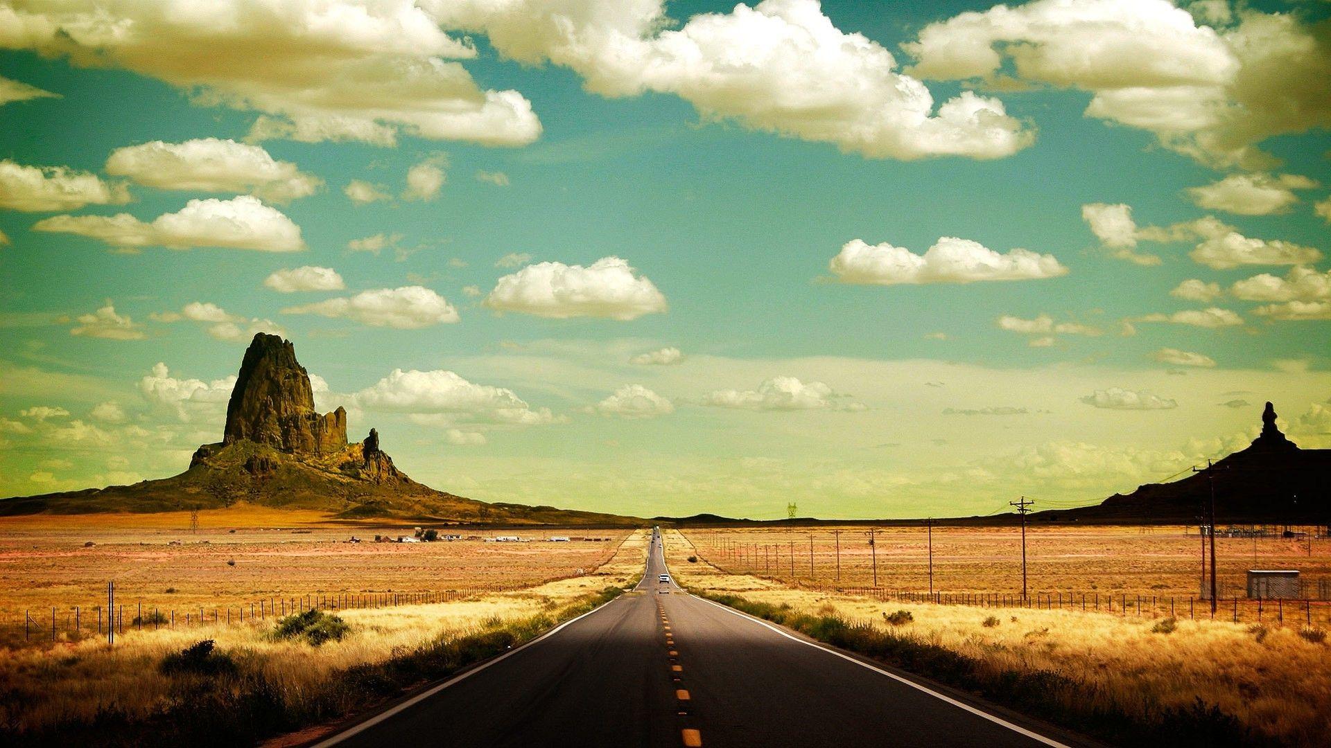road landscape clouds southwest new mexico wallpaper and background