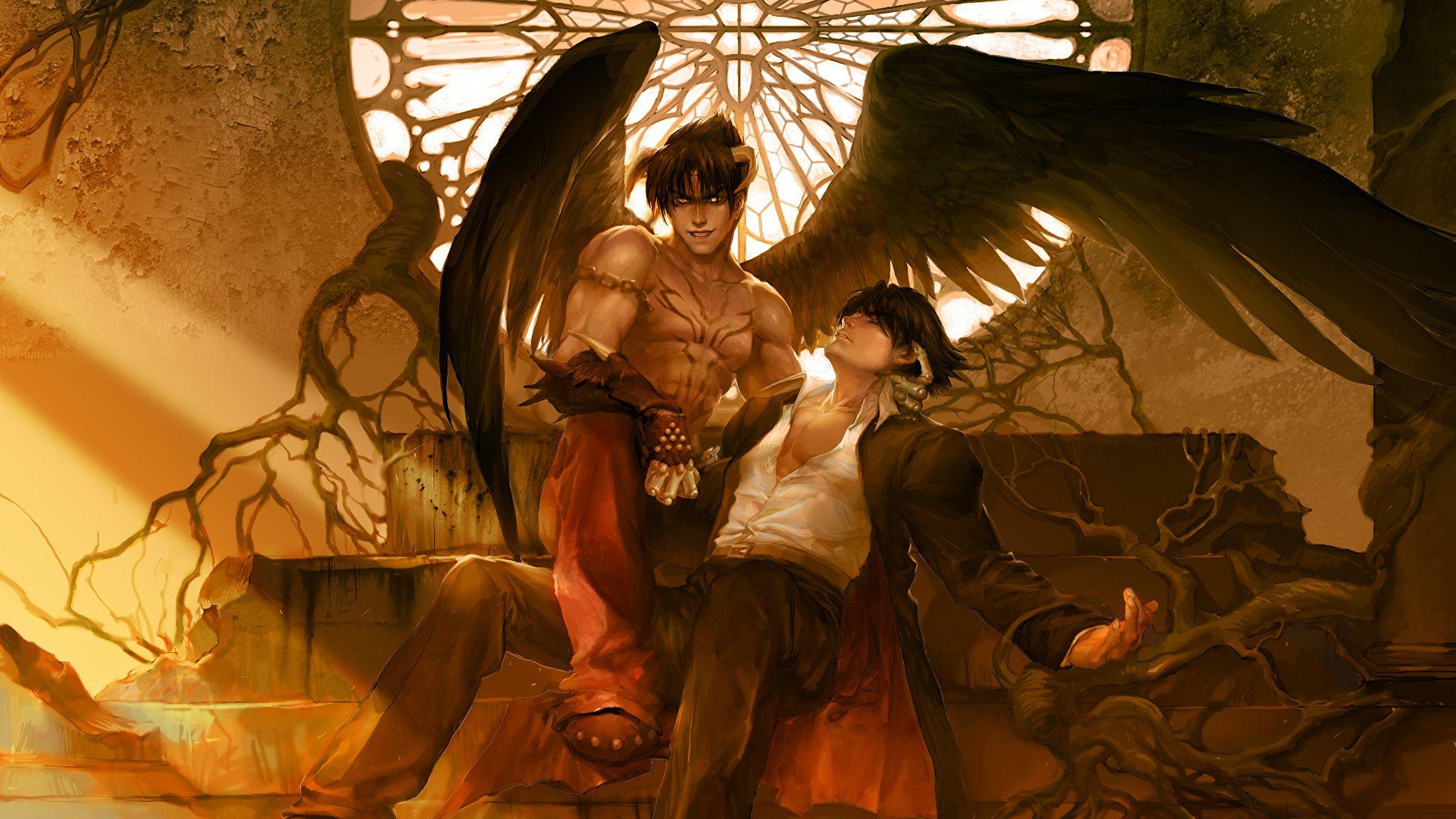 image Tekken Fan ART Wings Young man Jin Kazama, Devil 2048x1152