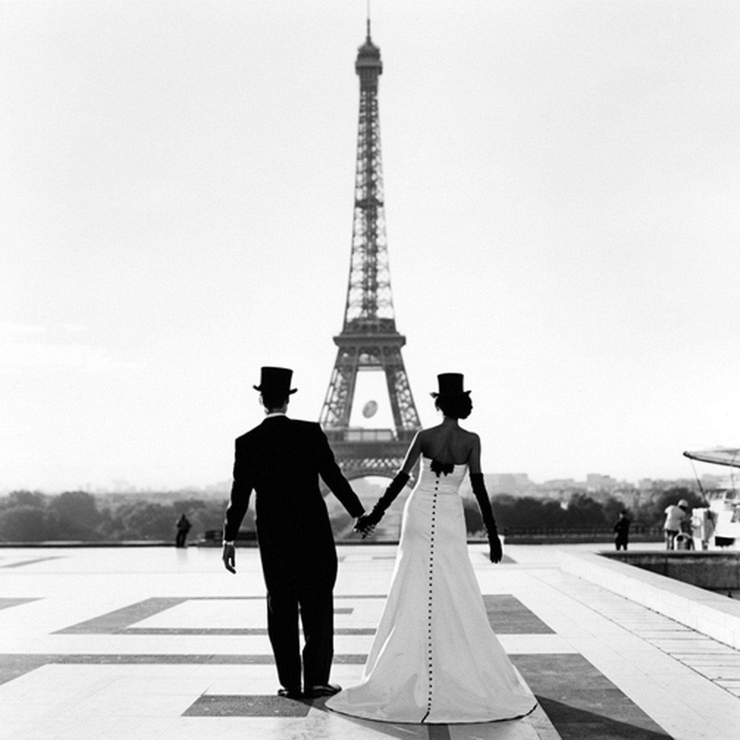 wallpaper bride groom paris b / w HD wallpaper