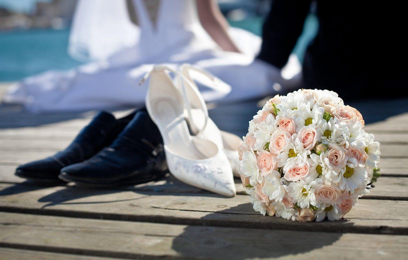 Wallpaper flowers, bouquet, wedding, flowers, shoes, bouquet, roses