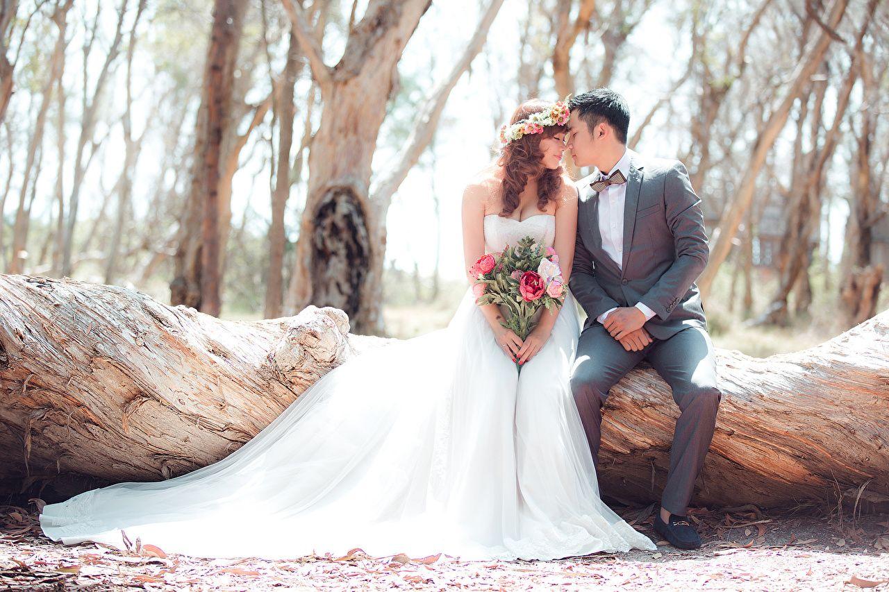 Wallpaper Groom Noces Bride lovers 2 Girls Sitting frock