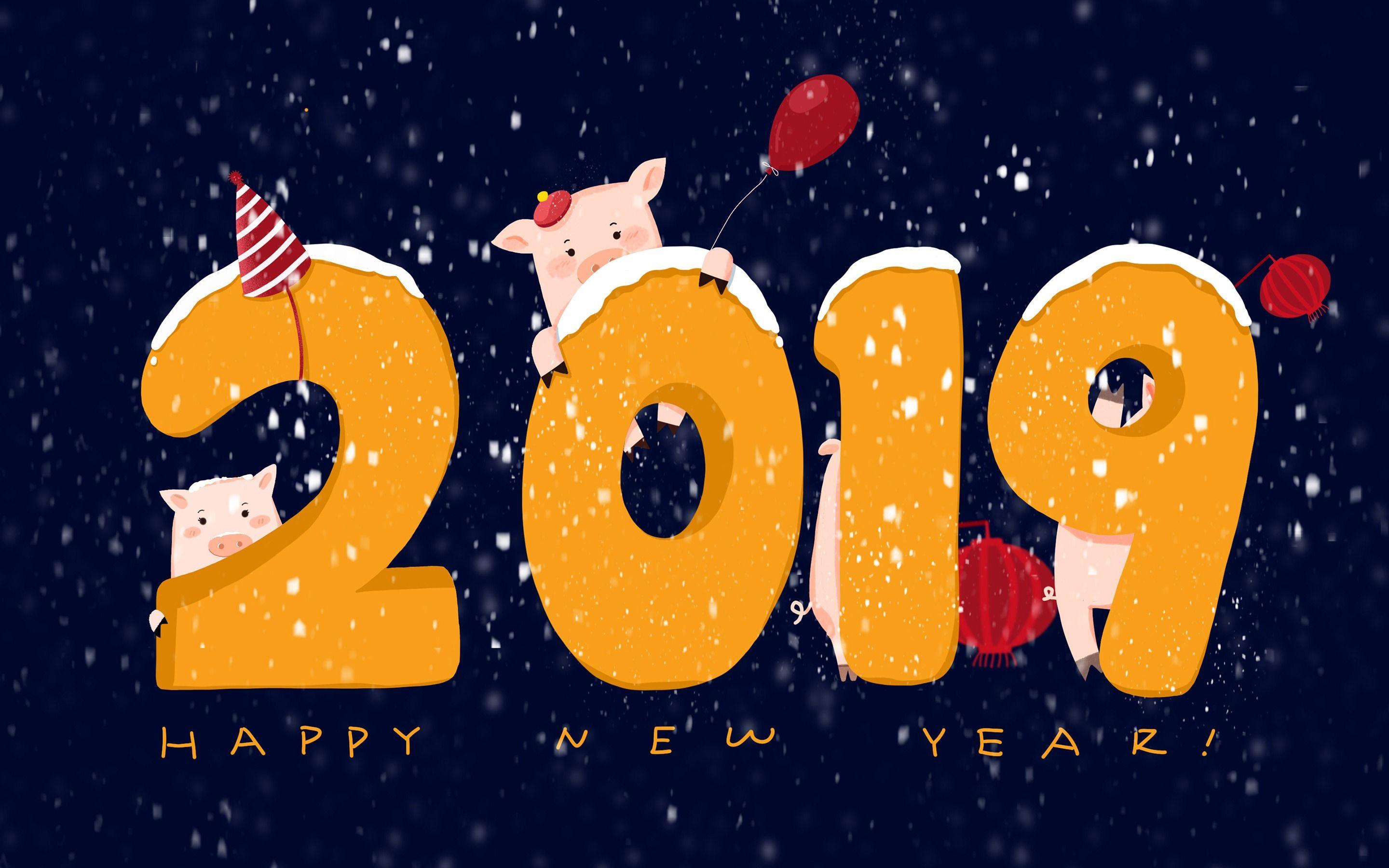 Happy Chinese New Year 2019 of Earth Pig HD Wallpaper