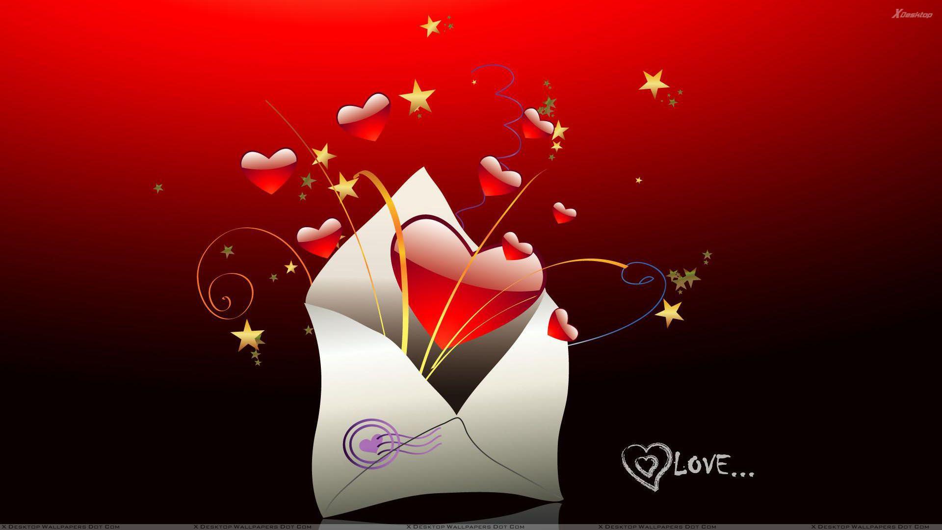 Red Heart Box And Red And Black Background Wallpaper