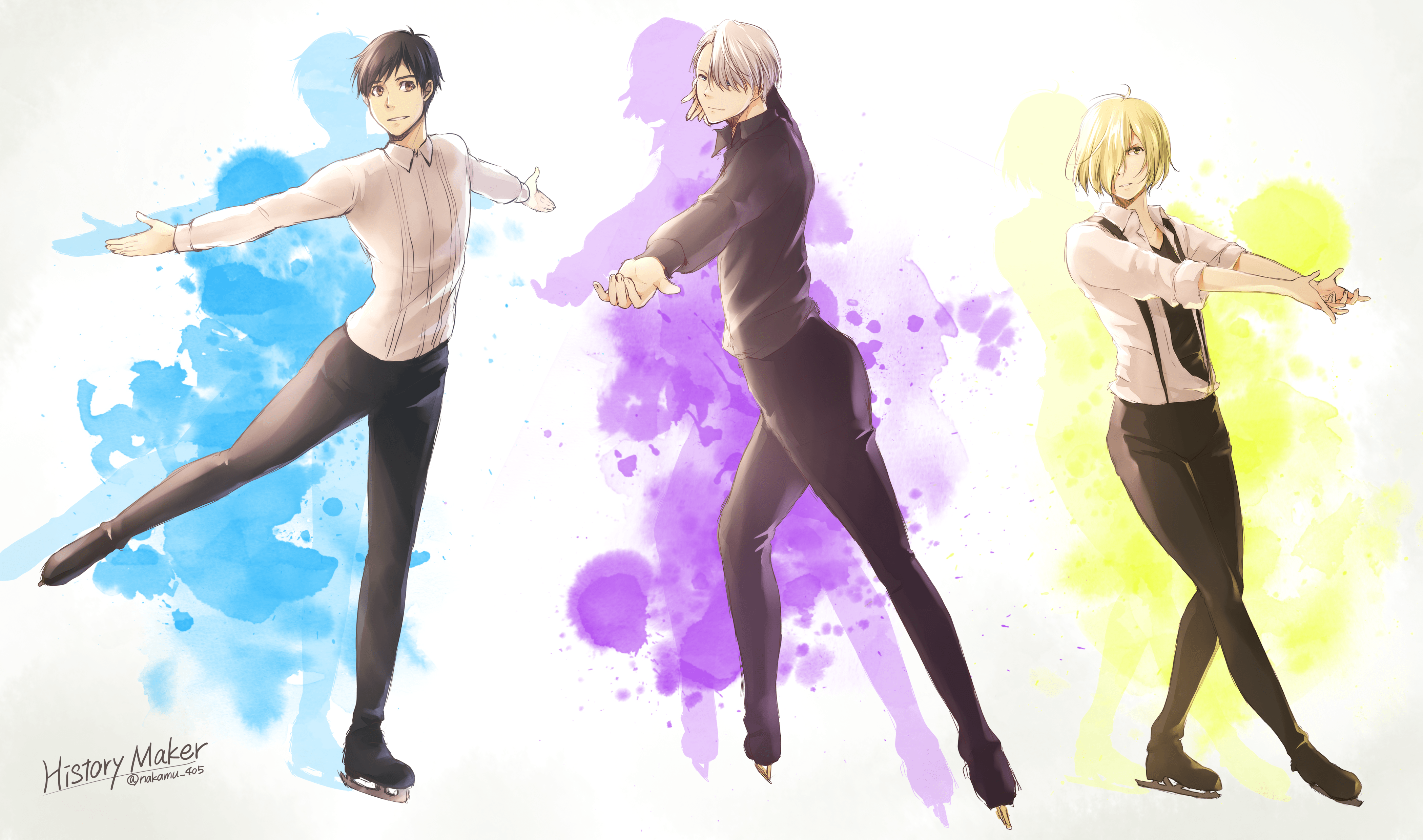 Wallpaper Katsuki Yuuri, Viktor Nikiforov, Plisetsky Yuri, Yuri On