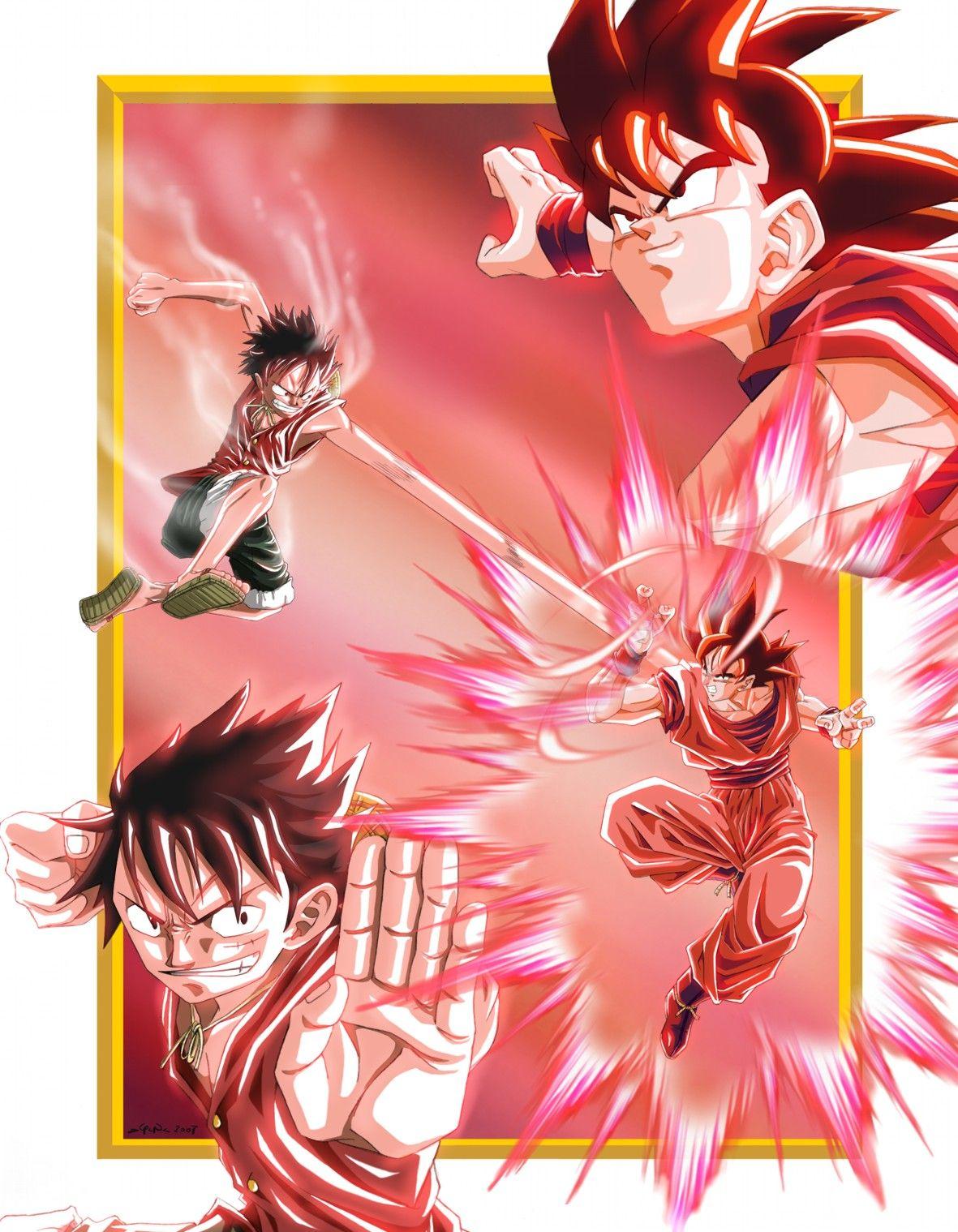 Dragon Ball Z image Goku and Luffy HD wallpaper and background